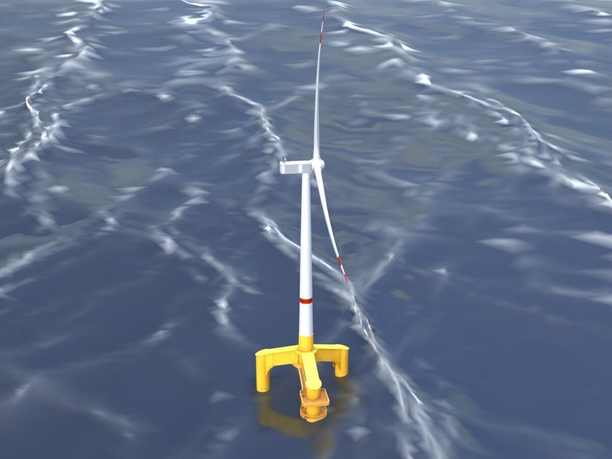 Wind turbine with Tripile Offshore Foundation V1 H-120 RD160 m Low-poly 3D model_18