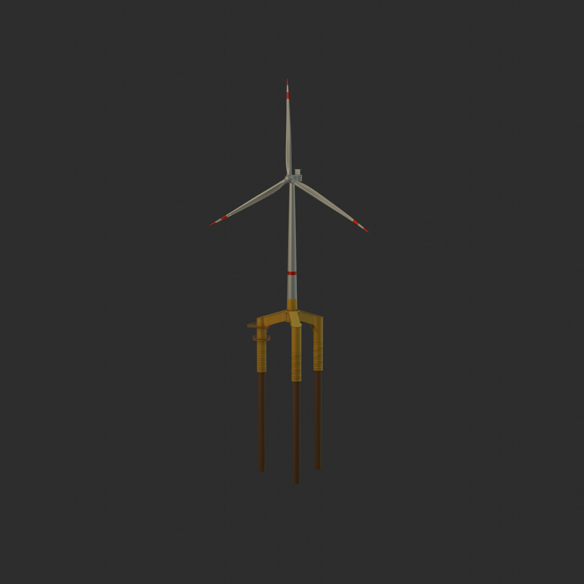 Wind turbine with Tripile Offshore Foundation V1 H-120 RD160 m Low-poly 3D model_54