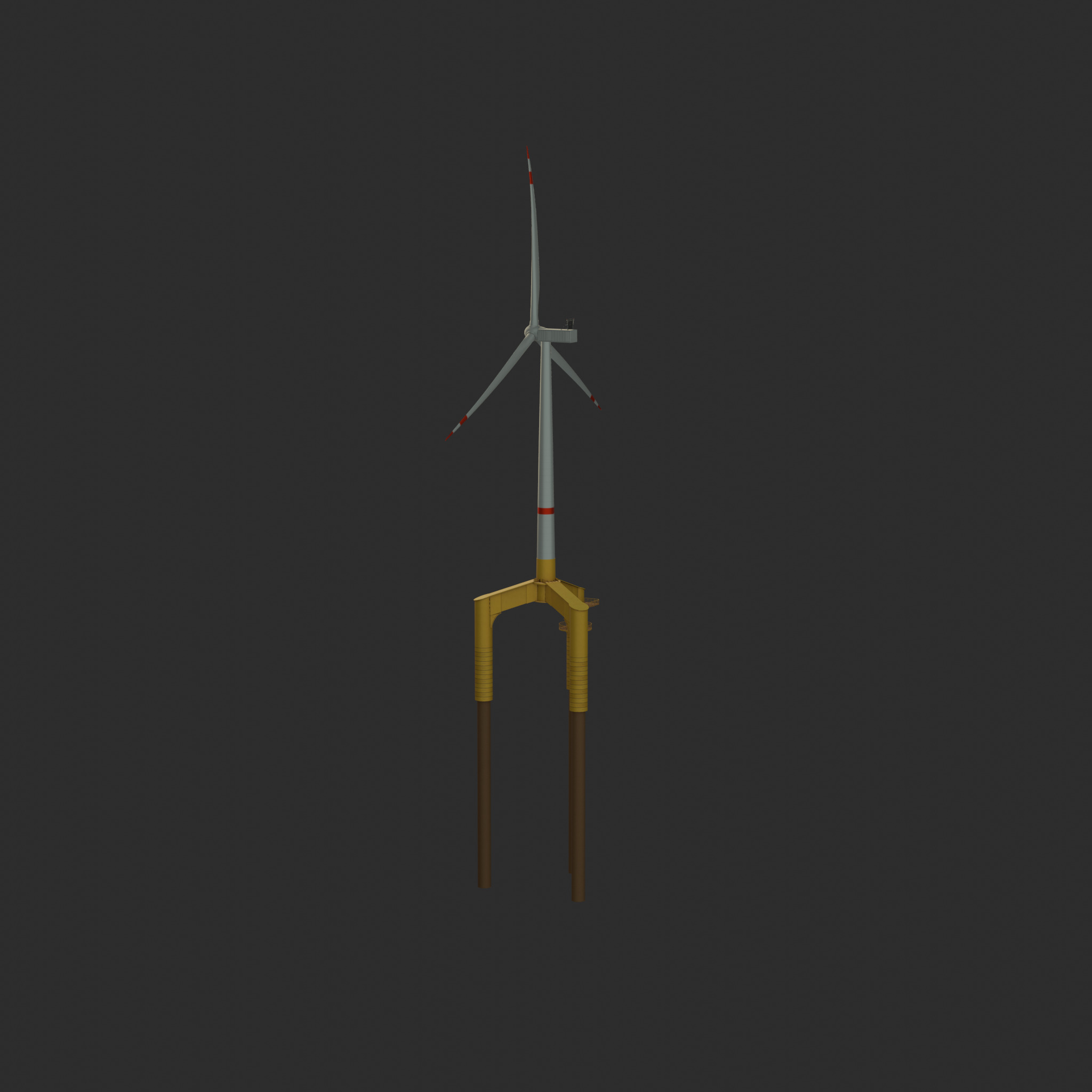 Wind turbine with Tripile Offshore Foundation V1 H-120 RD160 m Low-poly 3D model_28