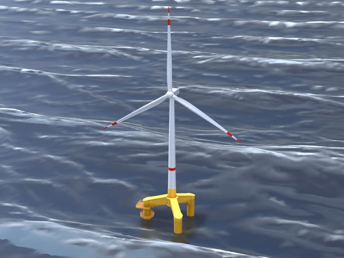 Wind turbine with Tripile Offshore Foundation V1 H-120 RD160 m Low-poly 3D model_19
