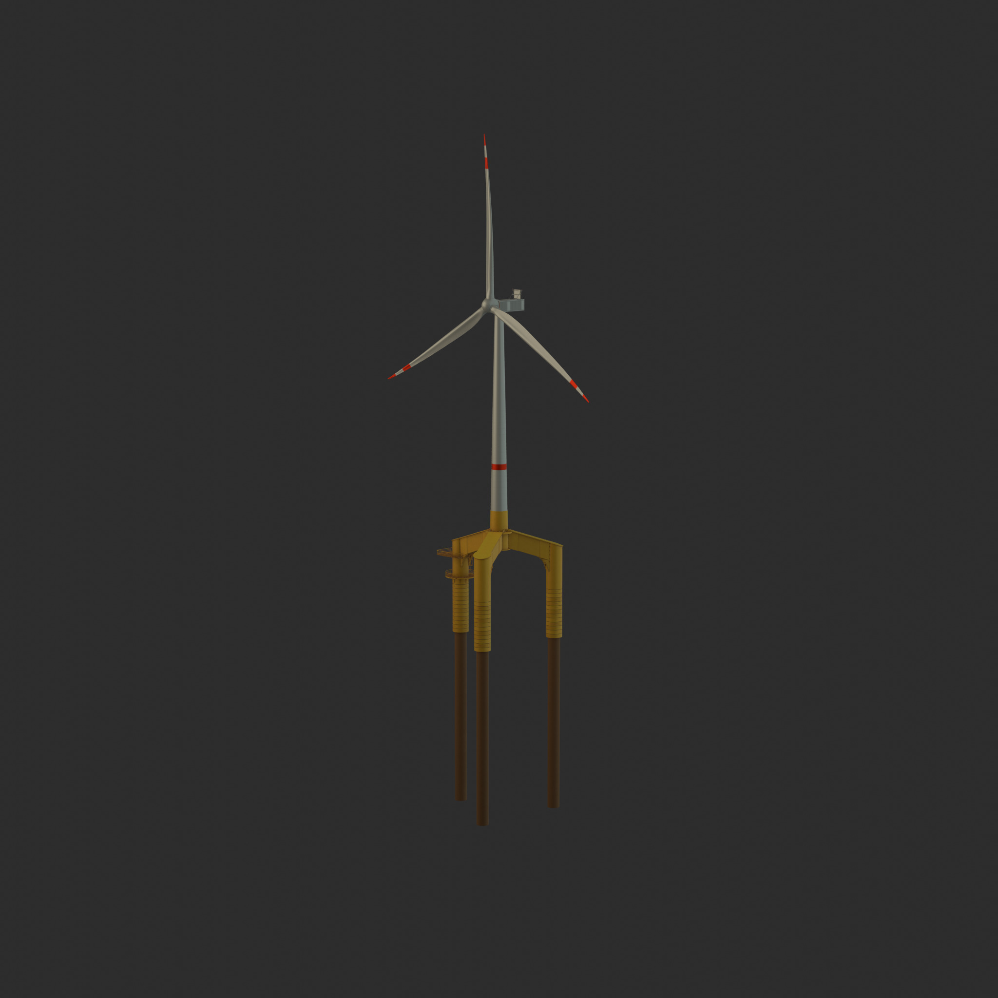 Wind turbine with Tripile Offshore Foundation V1 H-120 RD160 m Low-poly 3D model_68
