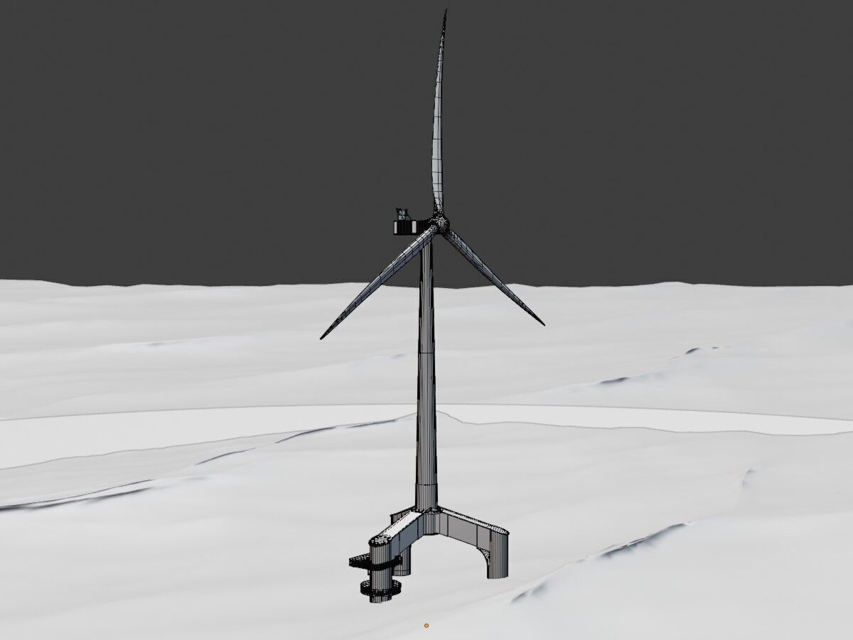 Wind turbine with Tripile Offshore Foundation V1 H-120 RD160 m Low-poly 3D model_10