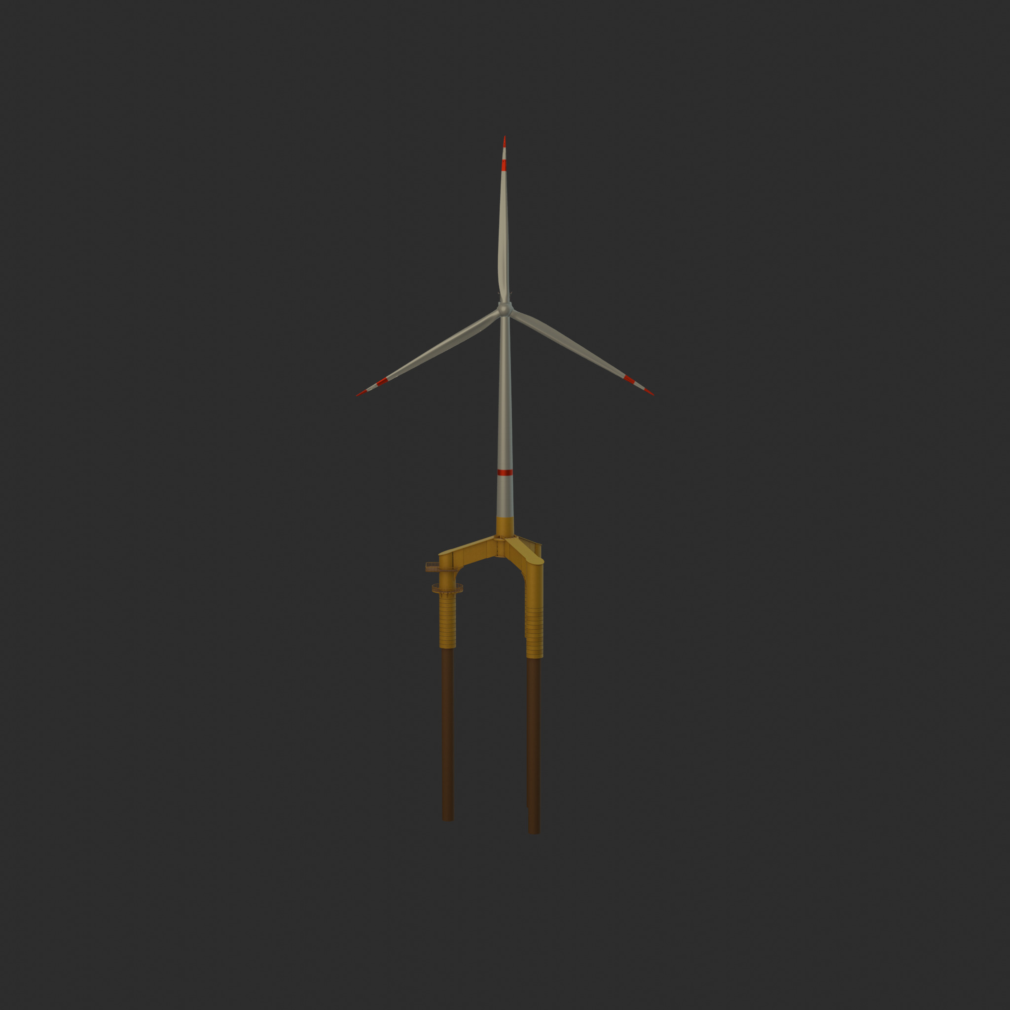 Wind turbine with Tripile Offshore Foundation V1 H-120 RD160 m Low-poly 3D model_61