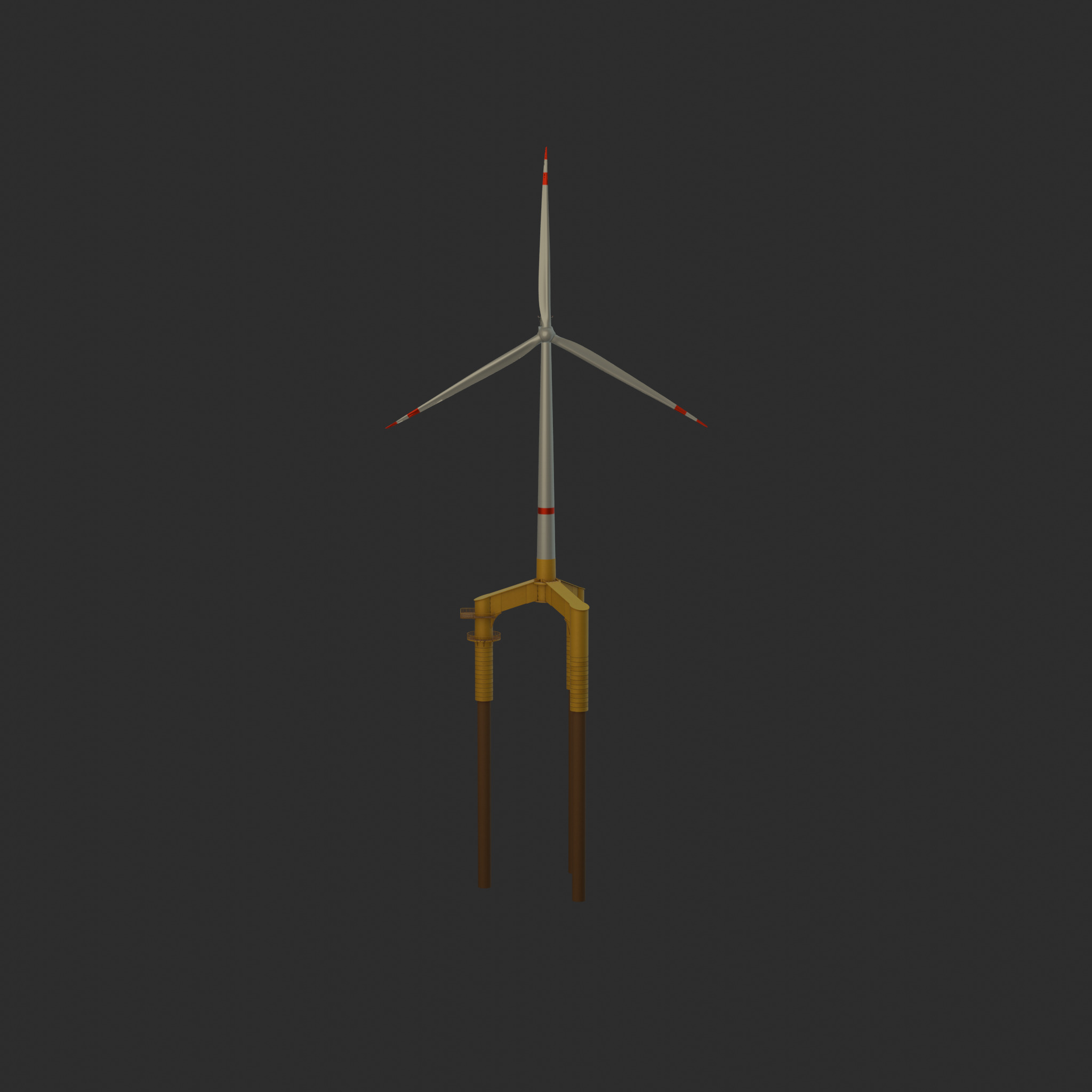 Wind turbine with Tripile Offshore Foundation V1 H-120 RD160 m Low-poly 3D model_21