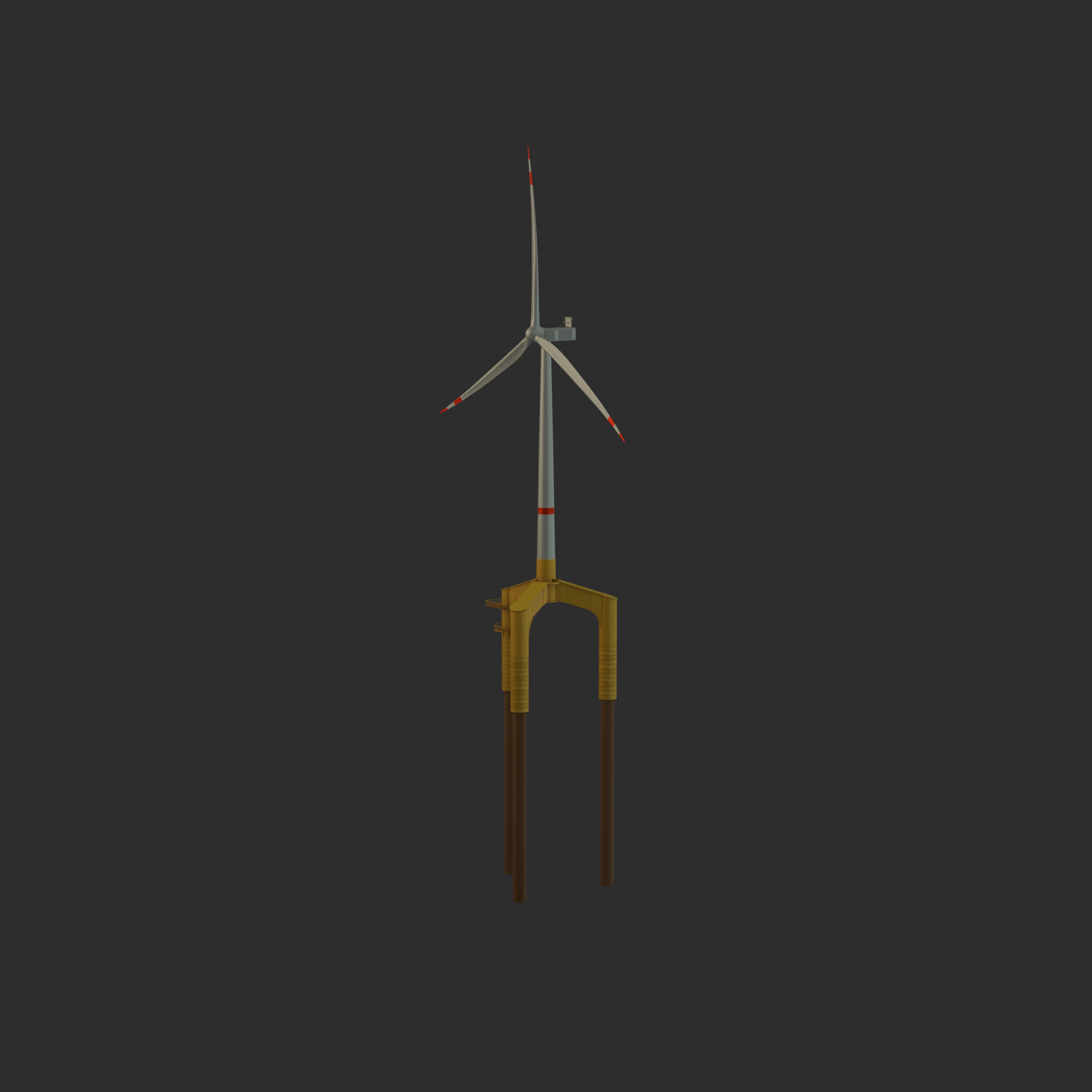 Wind turbine with Tripile Offshore Foundation V1 H-120 RD160 m Low-poly 3D model_69