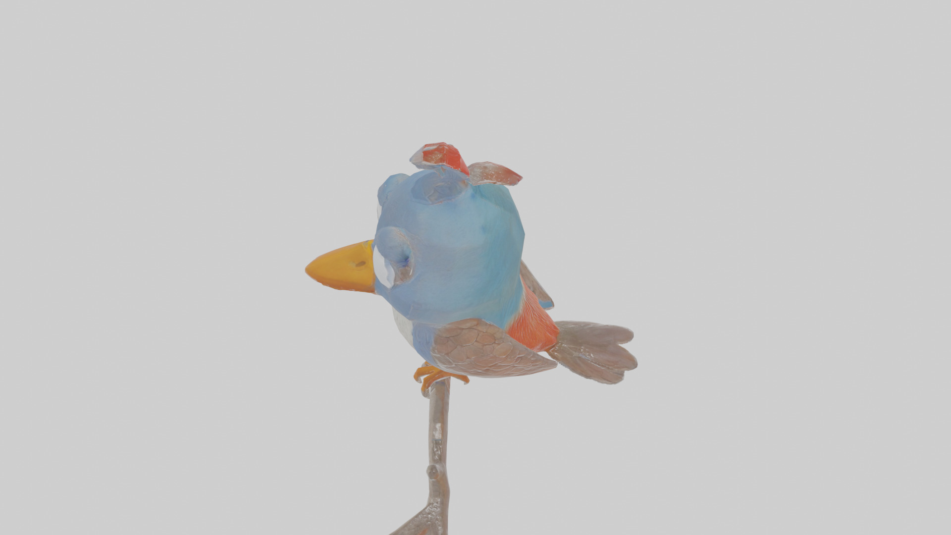 Cartoon Figbird Low-poly 3D model_26