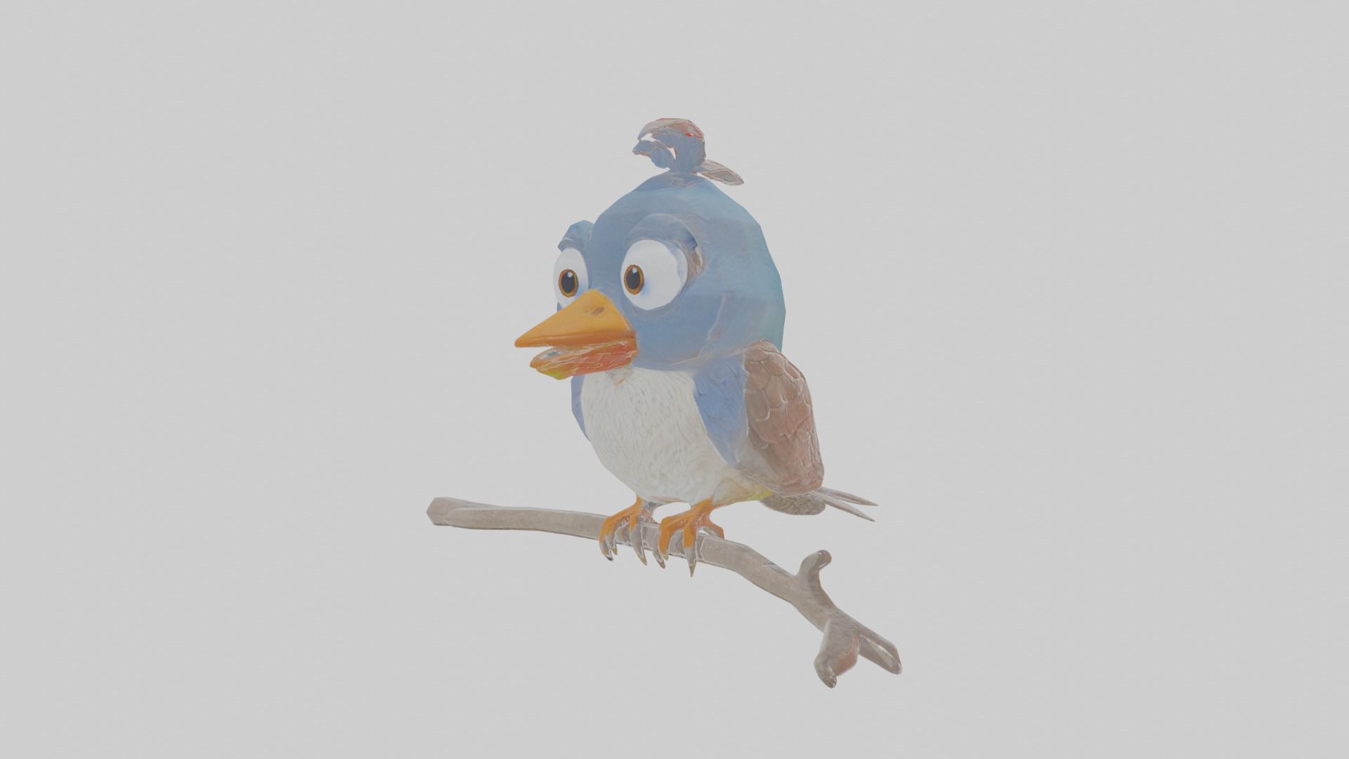 Cartoon Figbird Low-poly 3D model_16