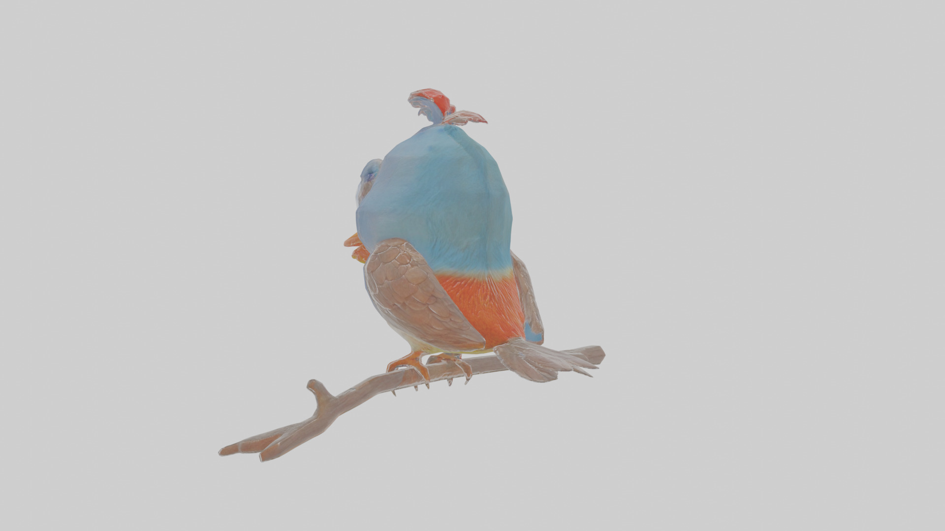 Cartoon Figbird Low-poly 3D model_3