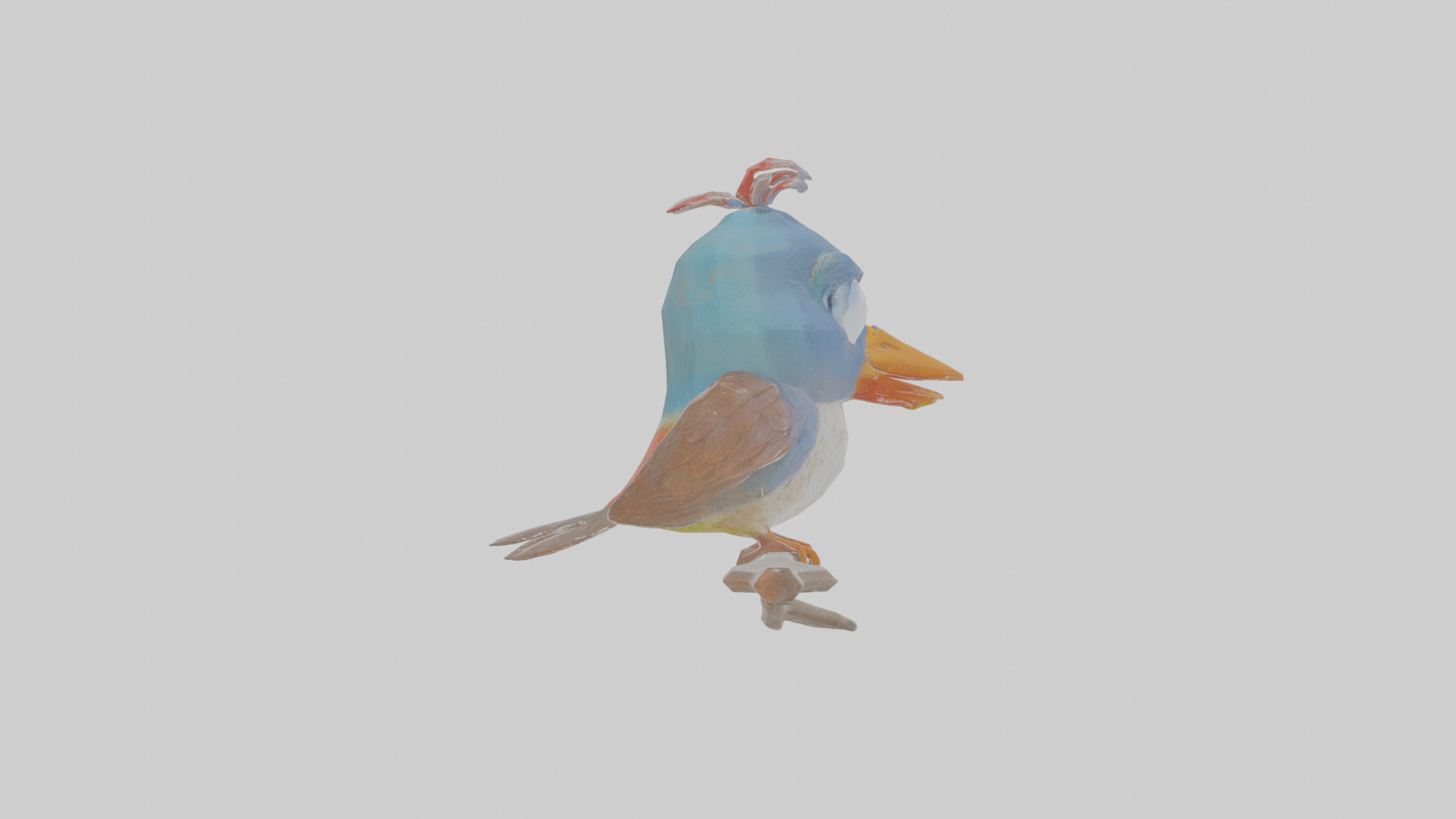 Cartoon Figbird Low-poly 3D model_21