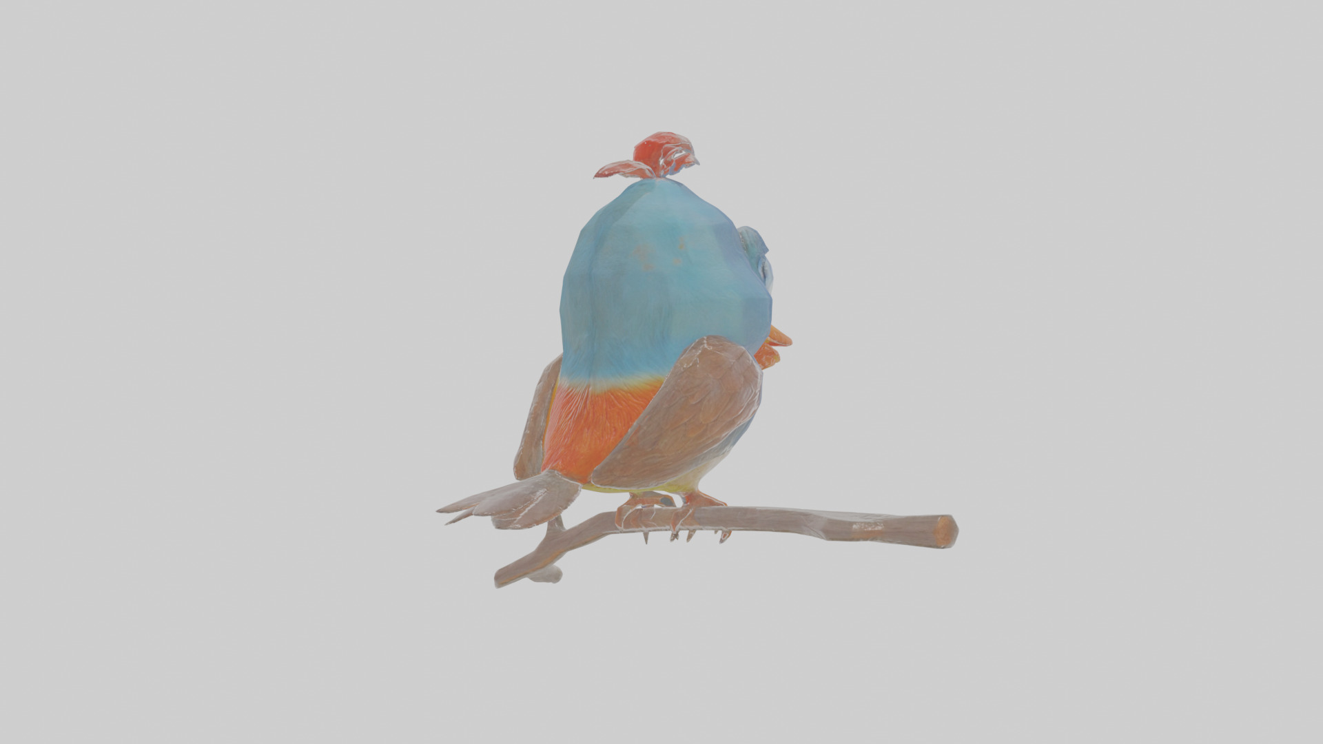 Cartoon Figbird Low-poly 3D model_5
