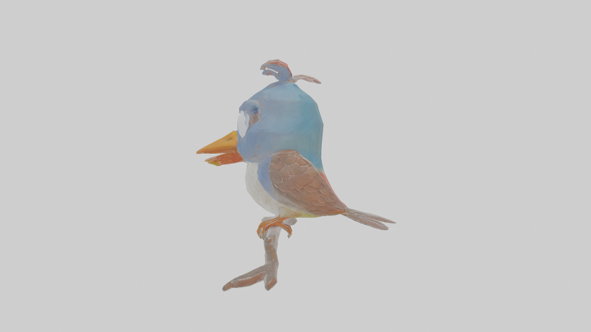 Cartoon Figbird Low-poly 3D model_20