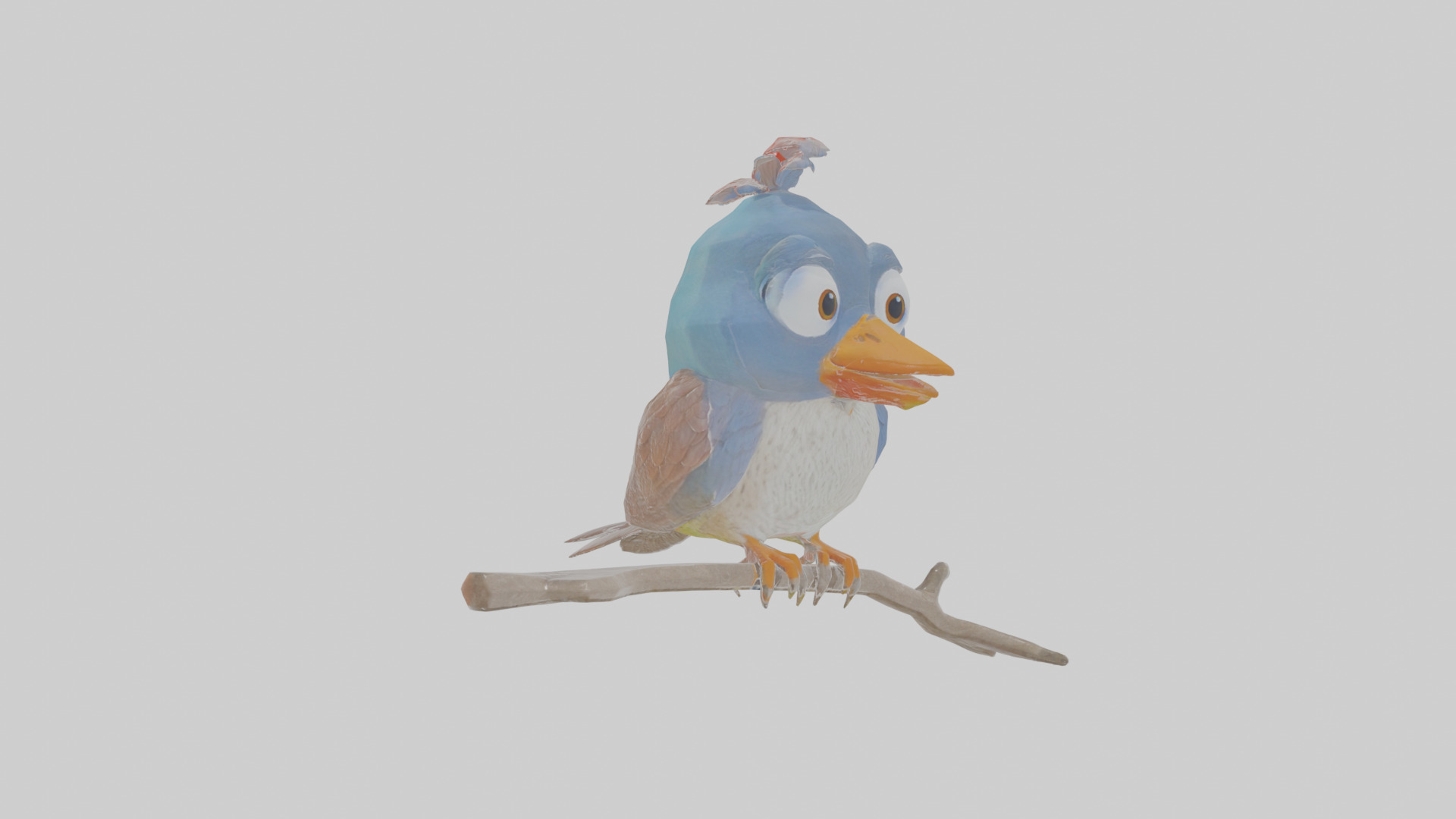 Cartoon Figbird Low-poly 3D model_19