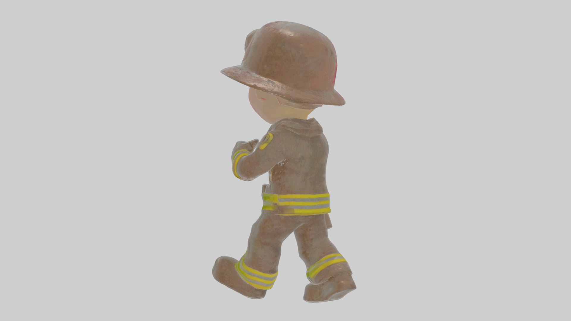 Cartoon Firefighter Low-poly 3D model_2