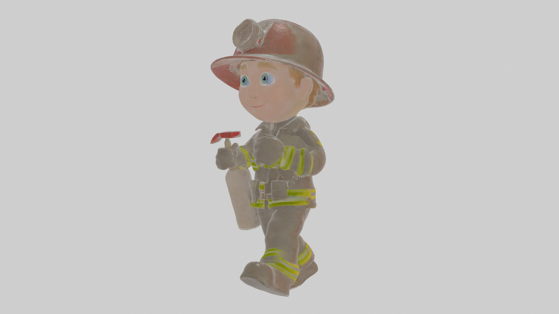 Cartoon Firefighter Low-poly 3D model_13