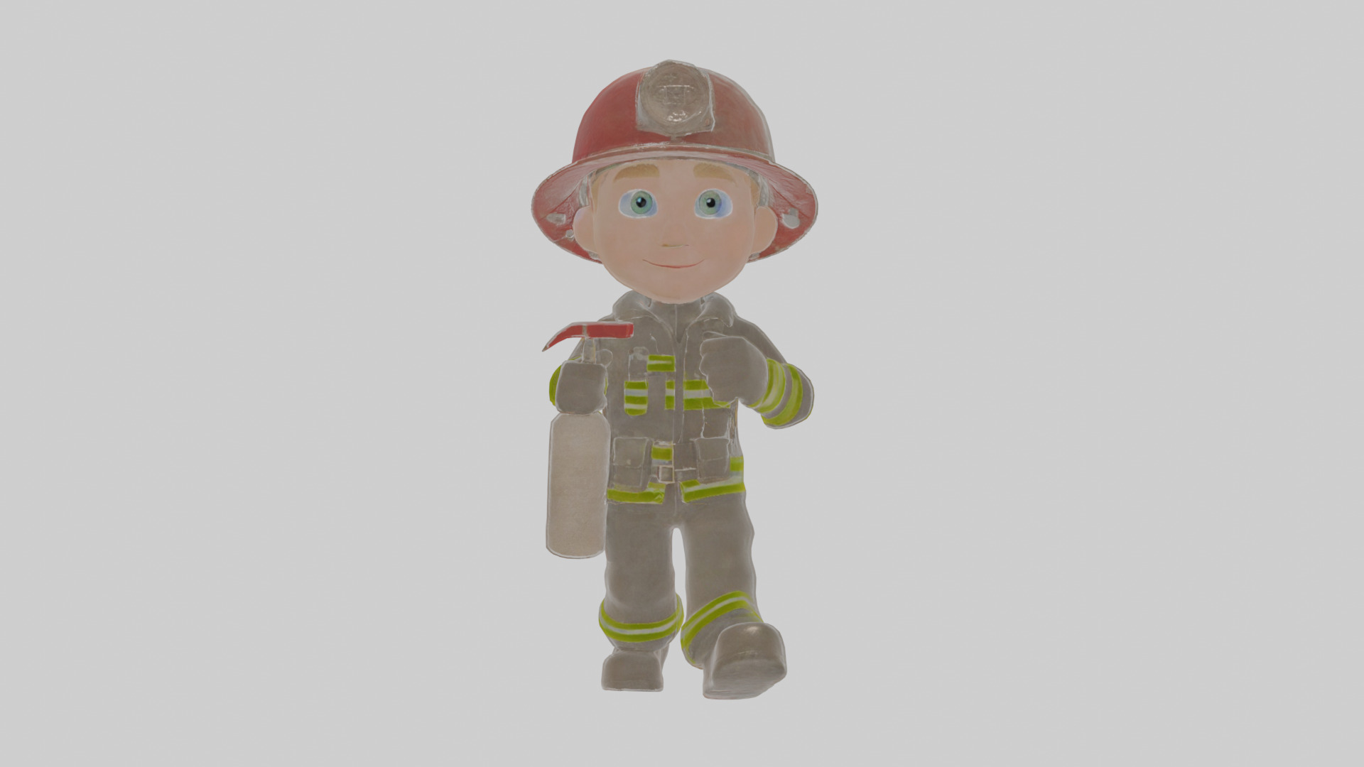 Cartoon Firefighter Low-poly 3D model_16