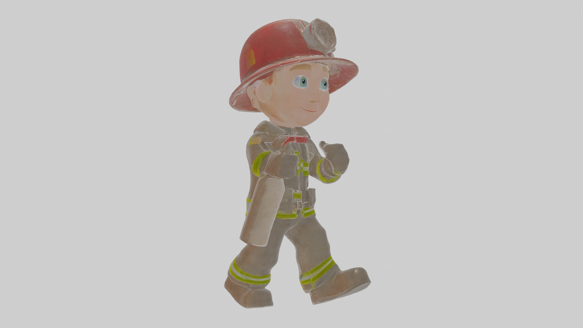 Cartoon Firefighter Low-poly 3D model_11
