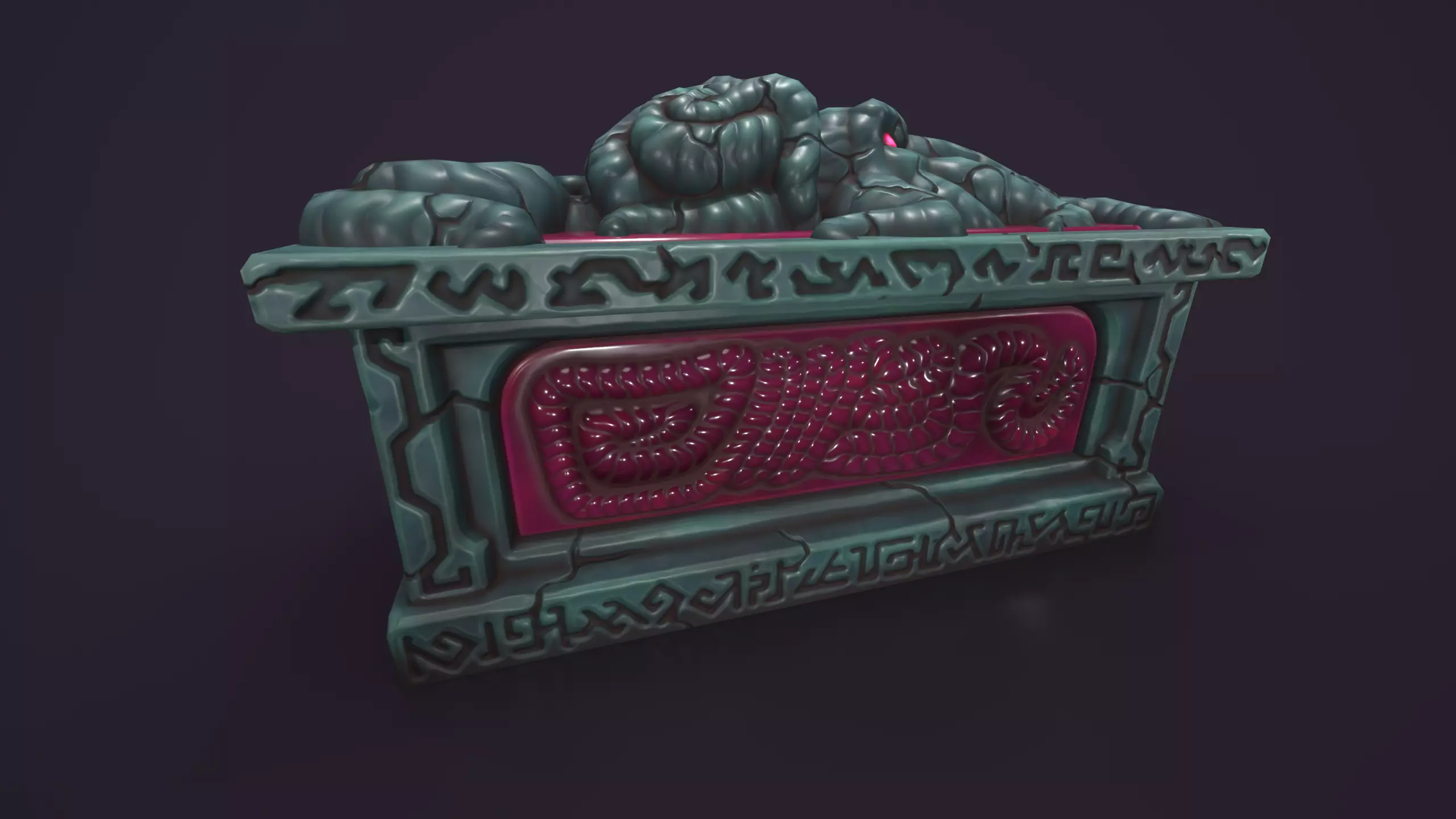Ancient sarcophagus stone Low-poly 3D model_11