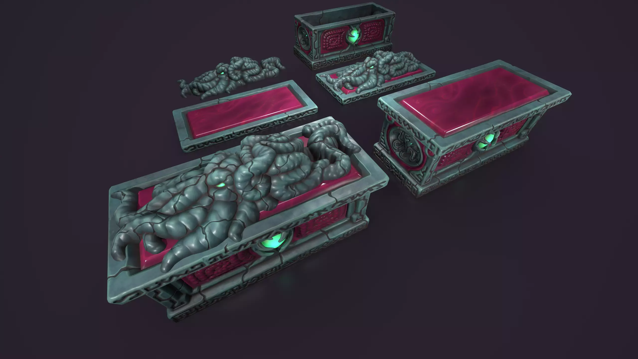 Ancient sarcophagus stone Low-poly 3D model_13