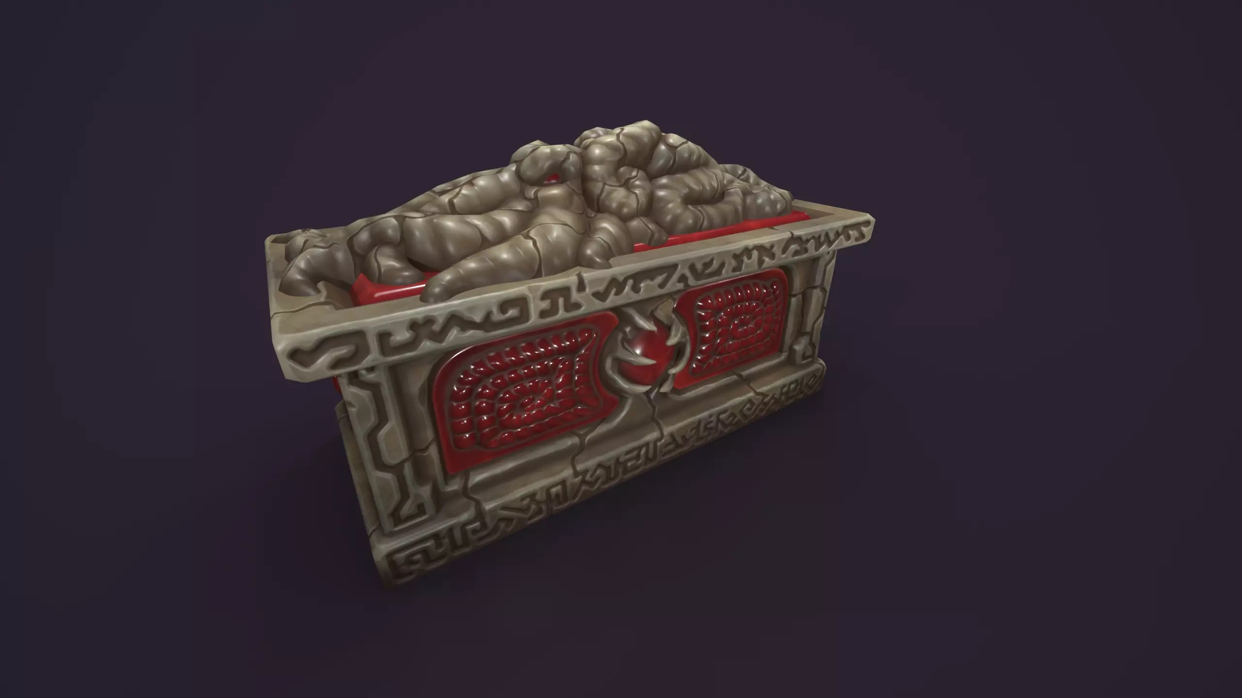Ancient sarcophagus stone Low-poly 3D model_2