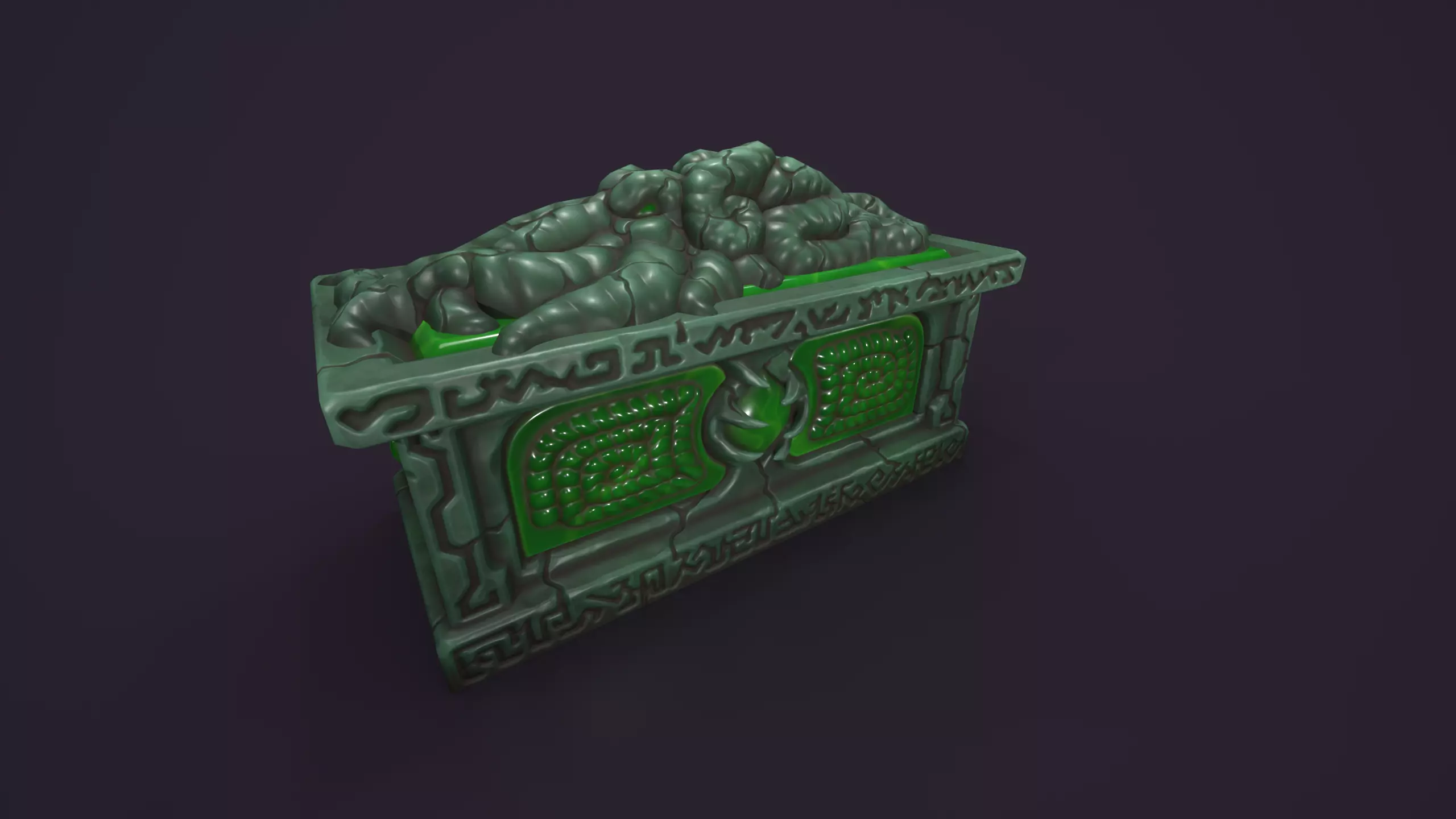 Ancient sarcophagus stone Low-poly 3D model_9