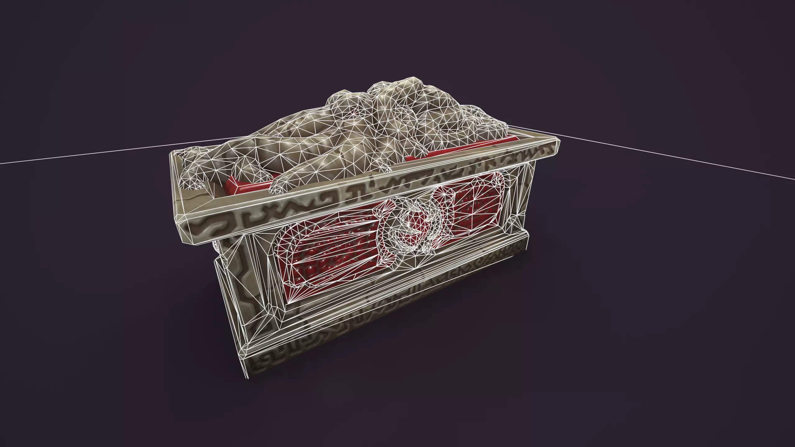 Ancient sarcophagus stone Low-poly 3D model_1