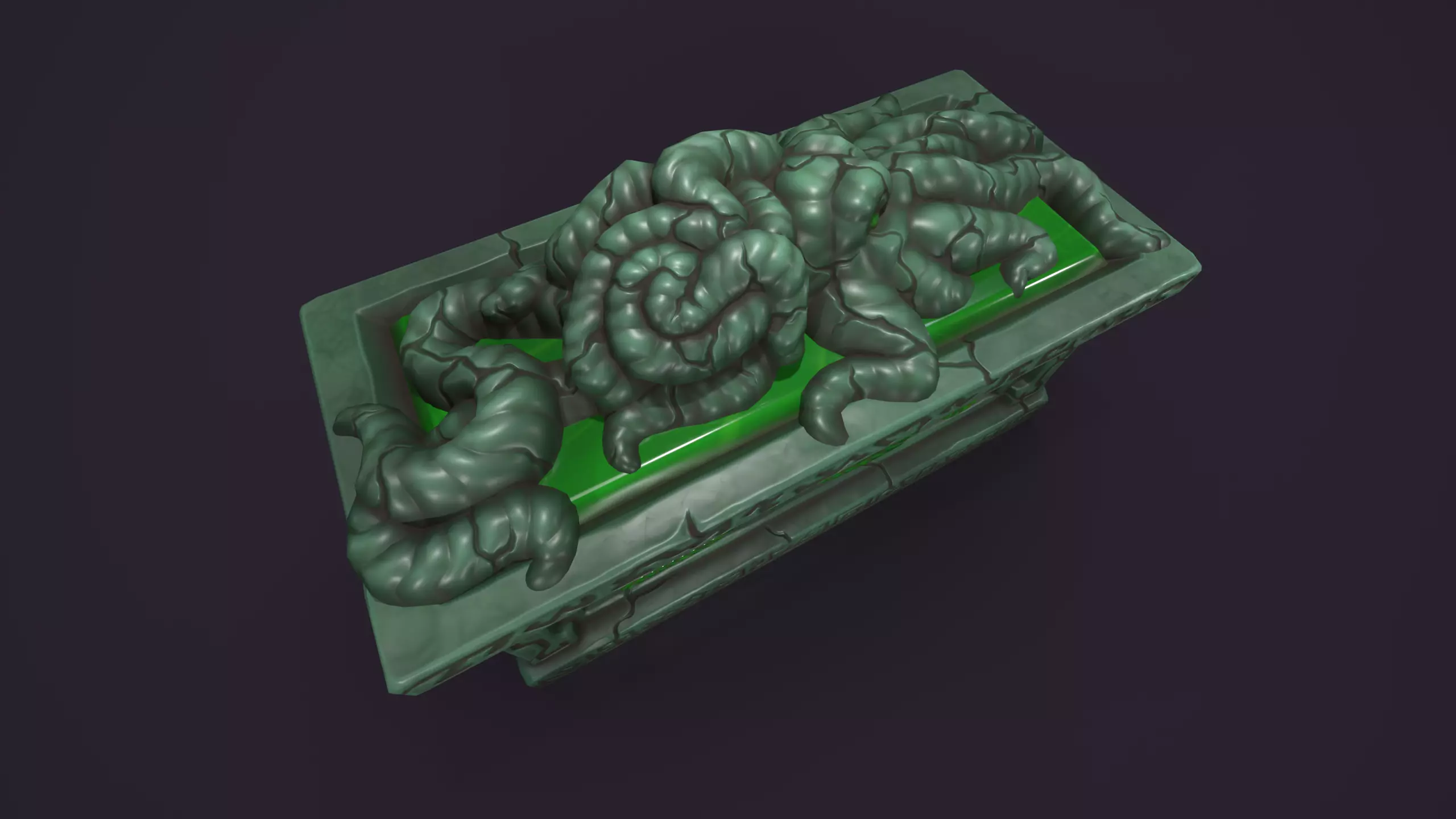 Ancient sarcophagus stone Low-poly 3D model_12