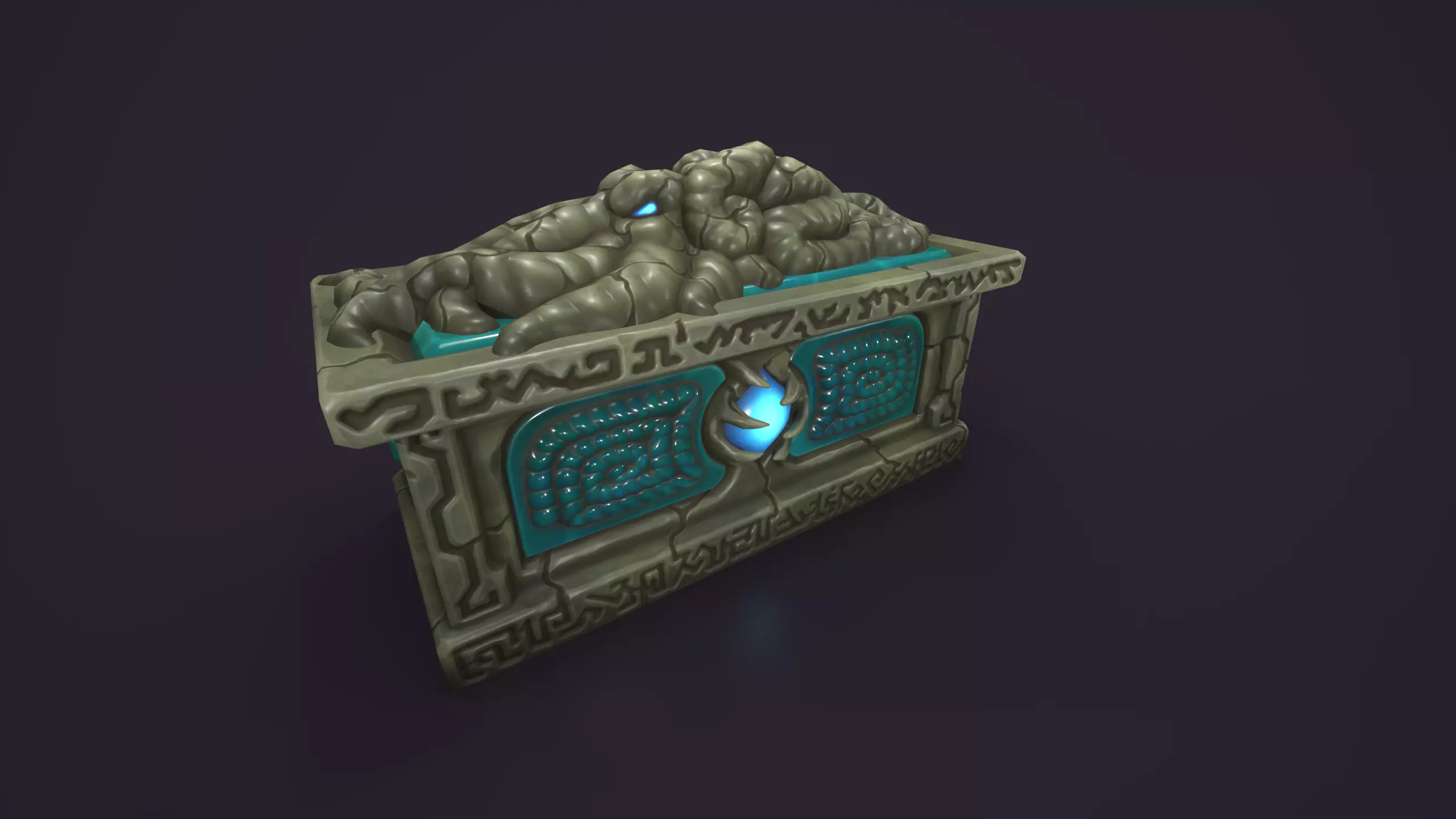 Ancient sarcophagus stone Low-poly 3D model_3