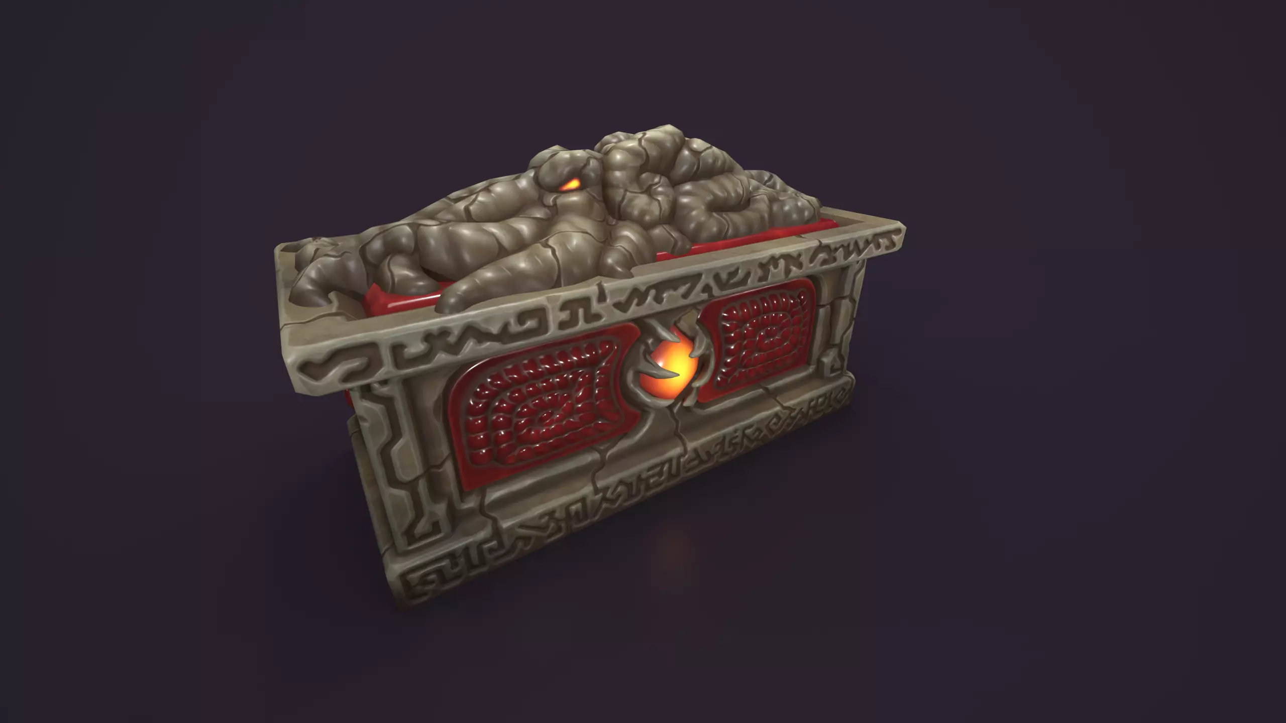 Ancient sarcophagus stone Low-poly 3D model_0