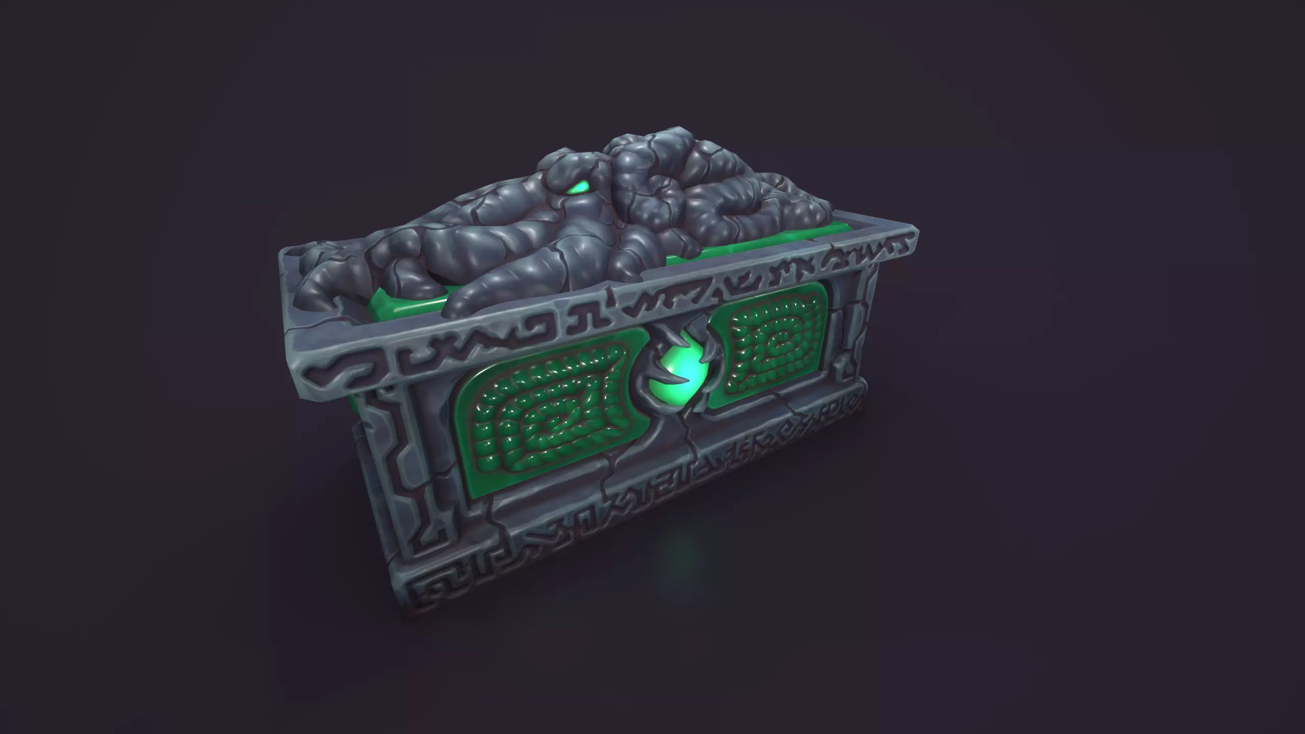 Ancient sarcophagus stone Low-poly 3D model_7