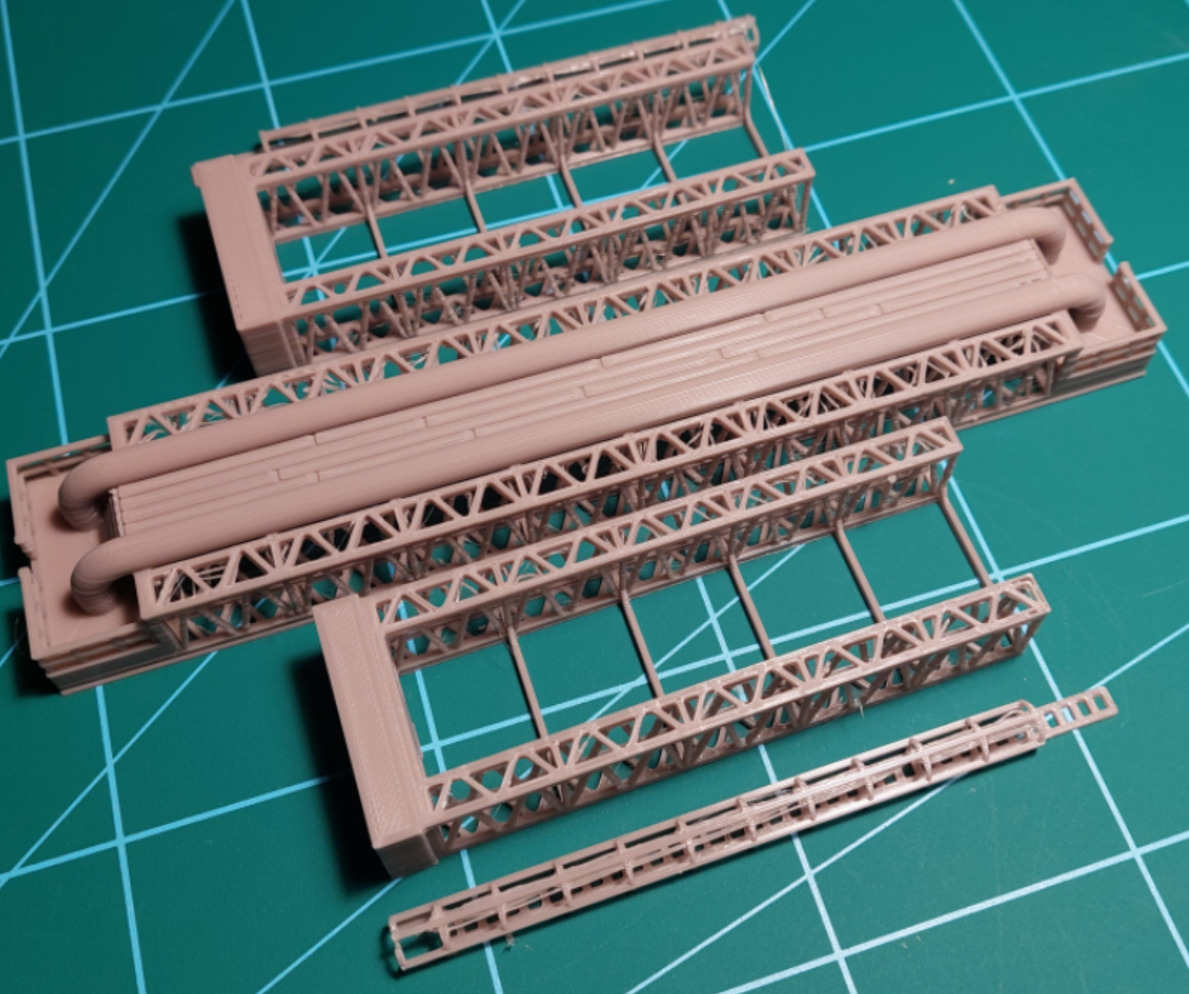 H0 scale Steam Pipe Bridge - FDM 3D print model_3