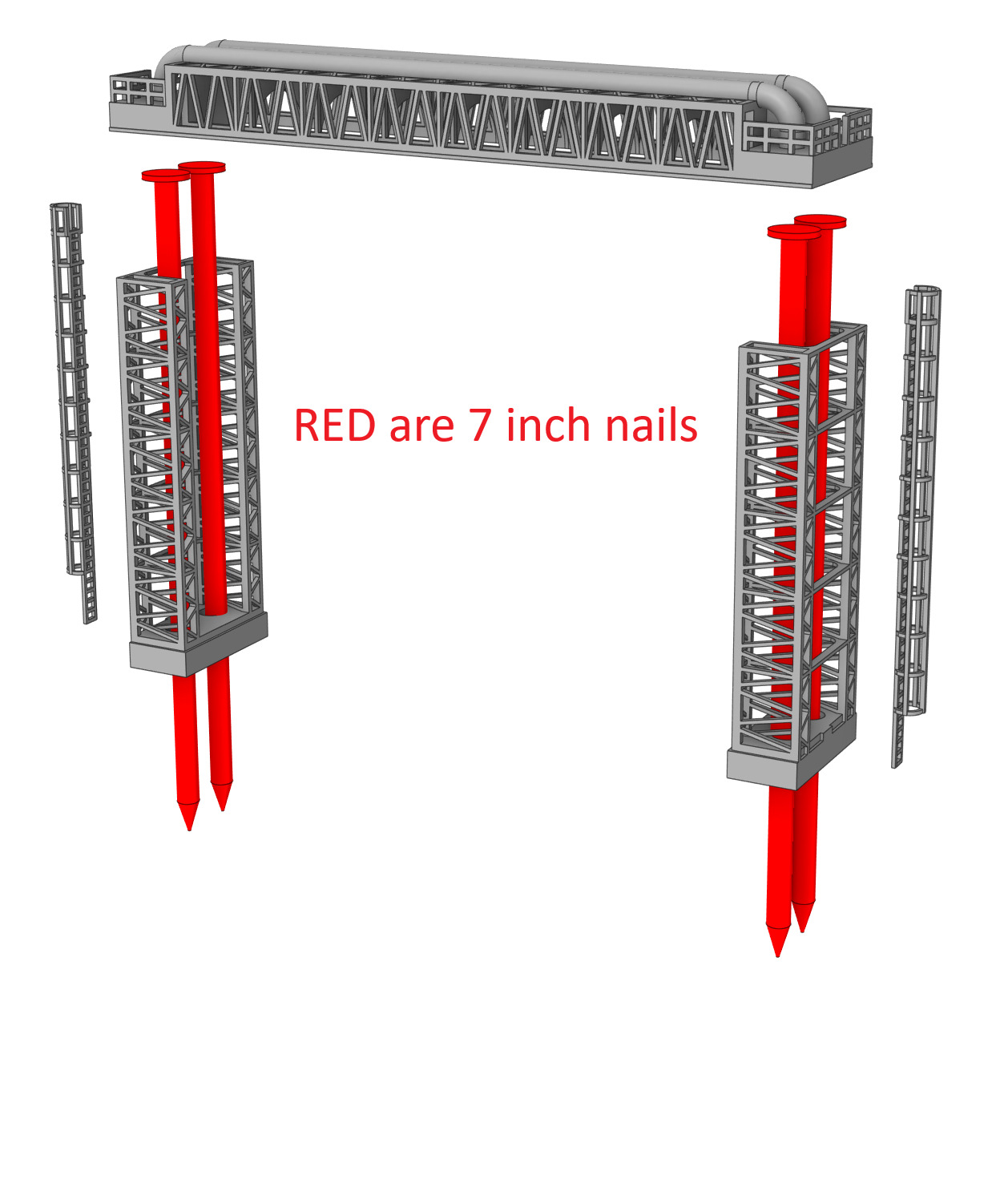 H0 scale Steam Pipe Bridge - FDM 3D print model_4