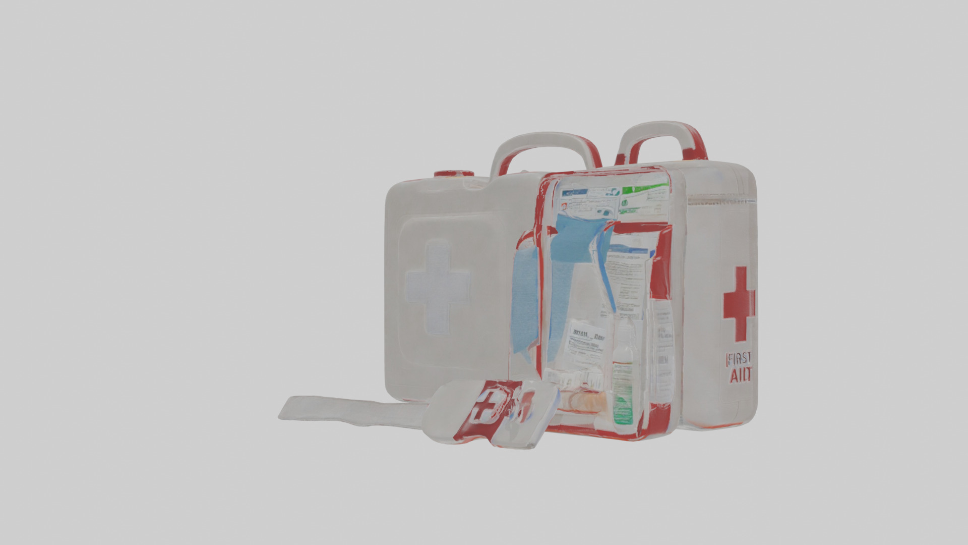 Cartoon First Aid Kit Low-poly 3D model_11