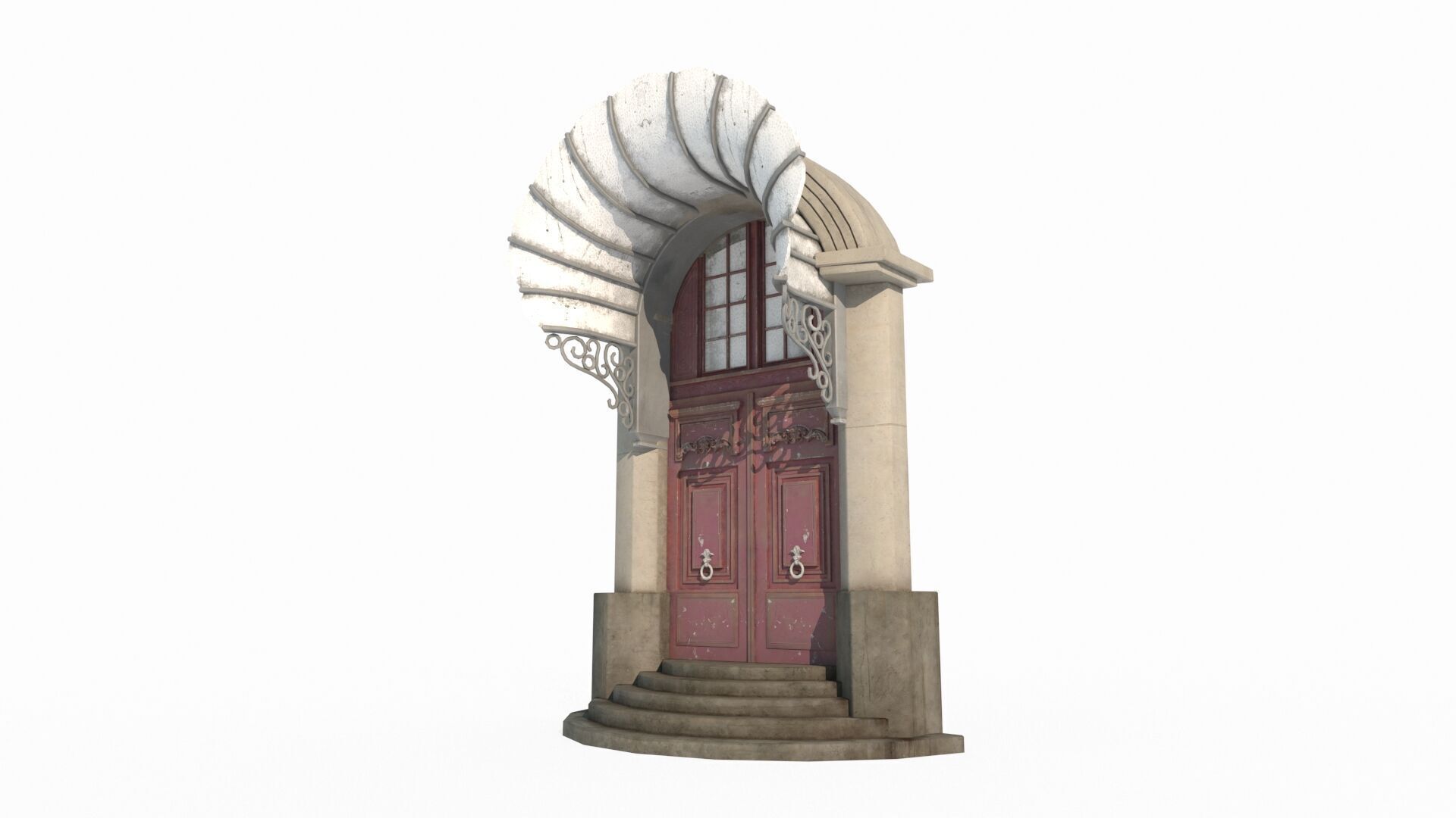The entrance of a classical architectural structure building 3D model_1