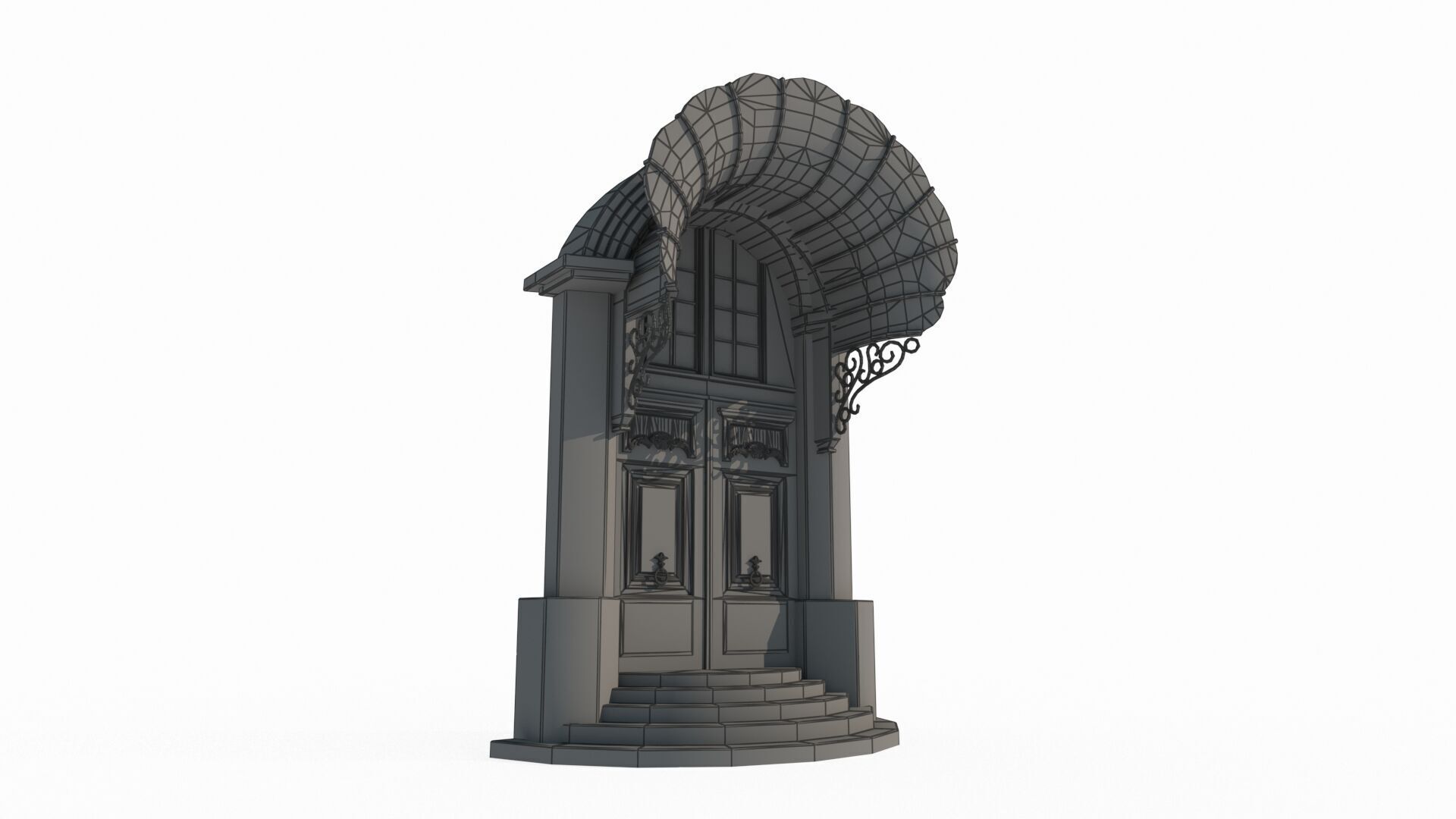 The entrance of a classical architectural structure building 3D model_5