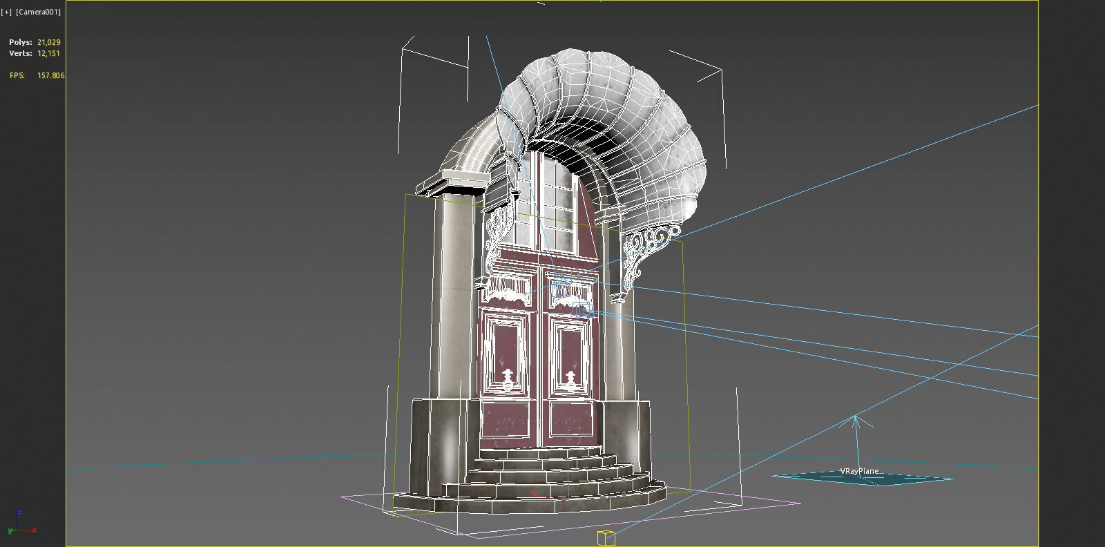 The entrance of a classical architectural structure building 3D model_6