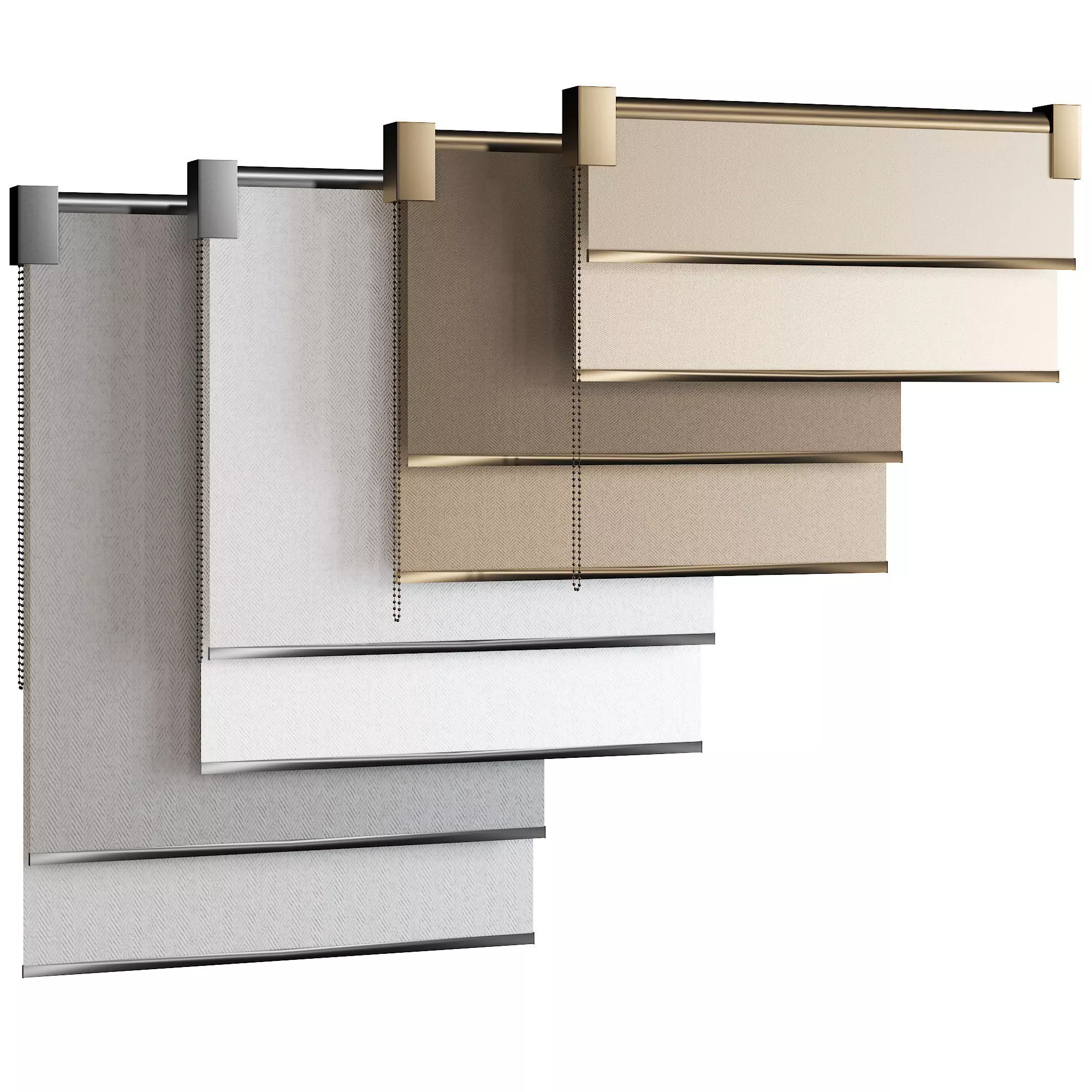 Roller Blinds Set  Low-poly 3D model_0