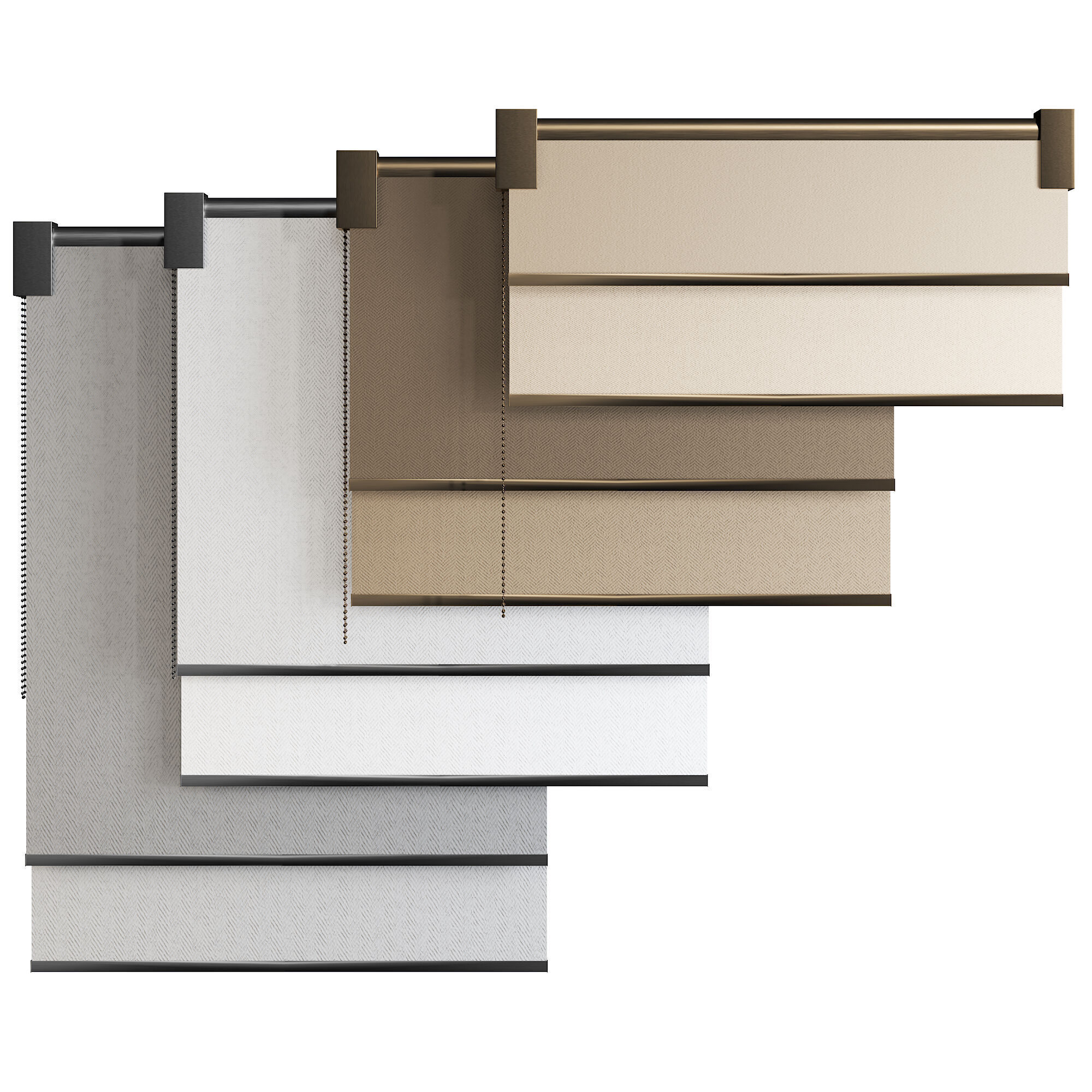 Roller Blinds Set  Low-poly 3D model_1