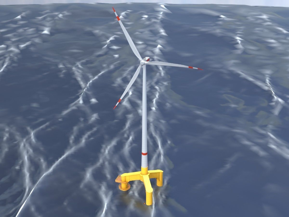 Wind turbines with Tripile Offshore Foundations 3D Model Collection_58