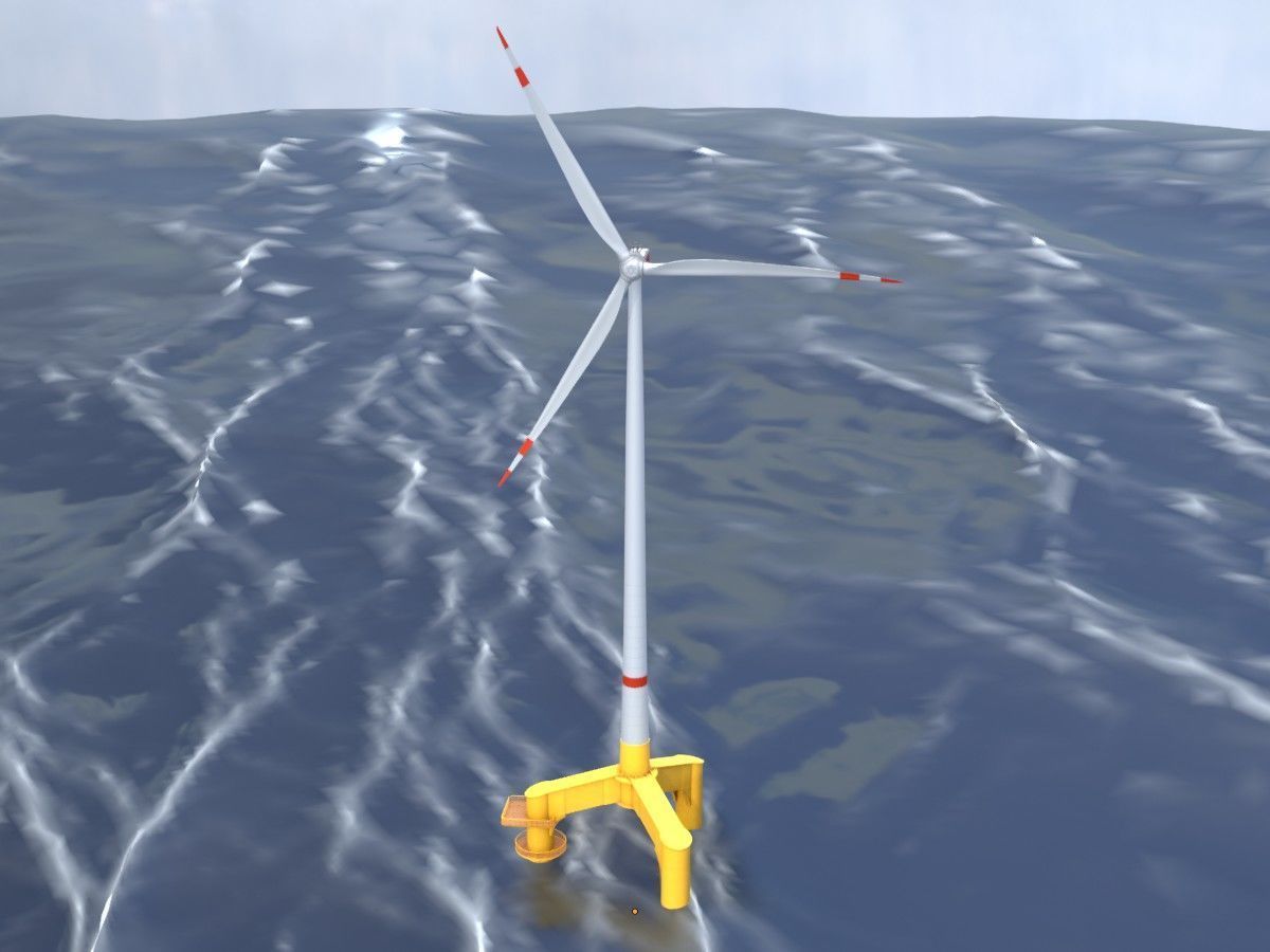 Wind turbines with Tripile Offshore Foundations 3D Model Collection_82