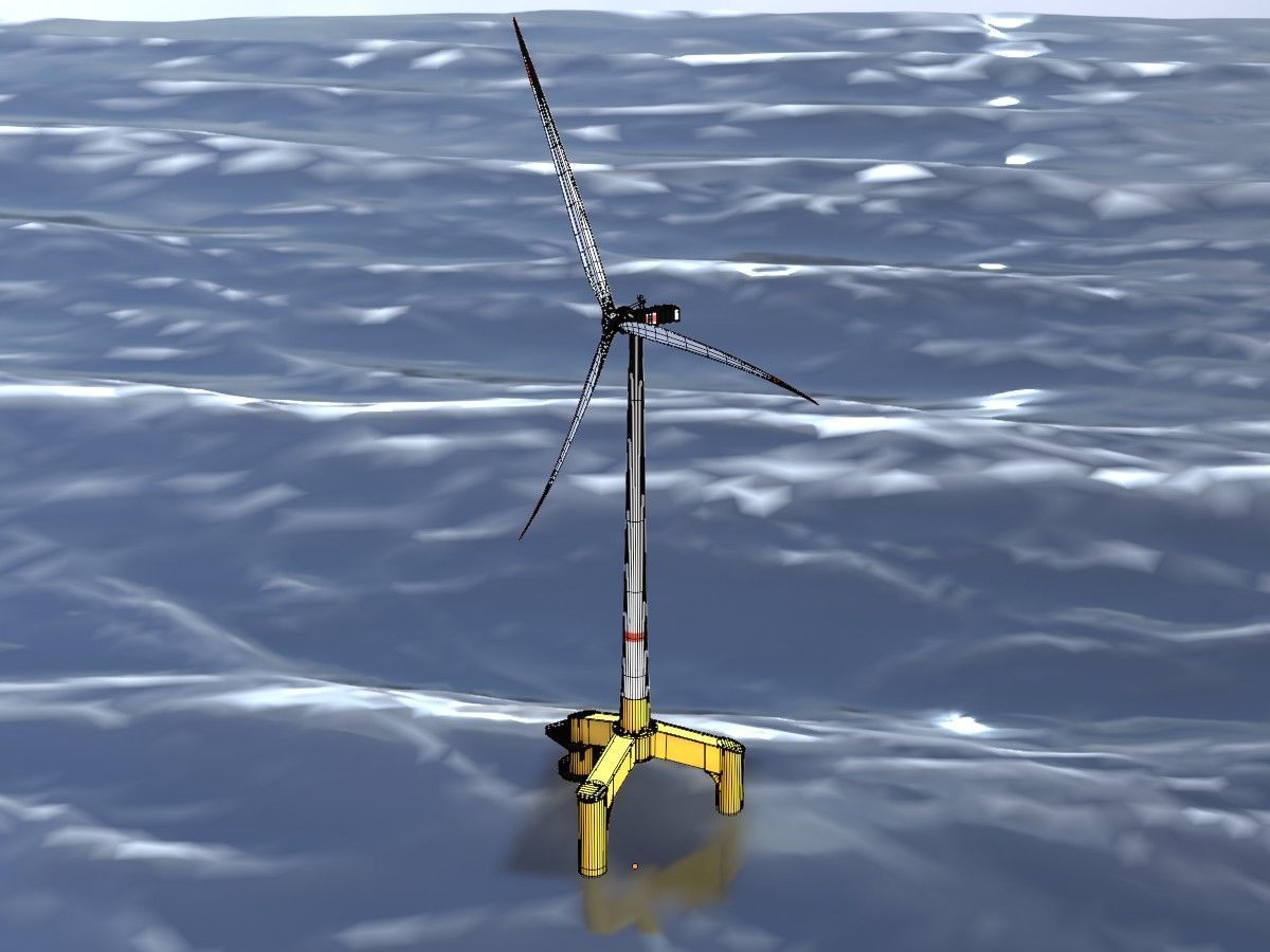 Wind turbines with Tripile Offshore Foundations 3D Model Collection_38
