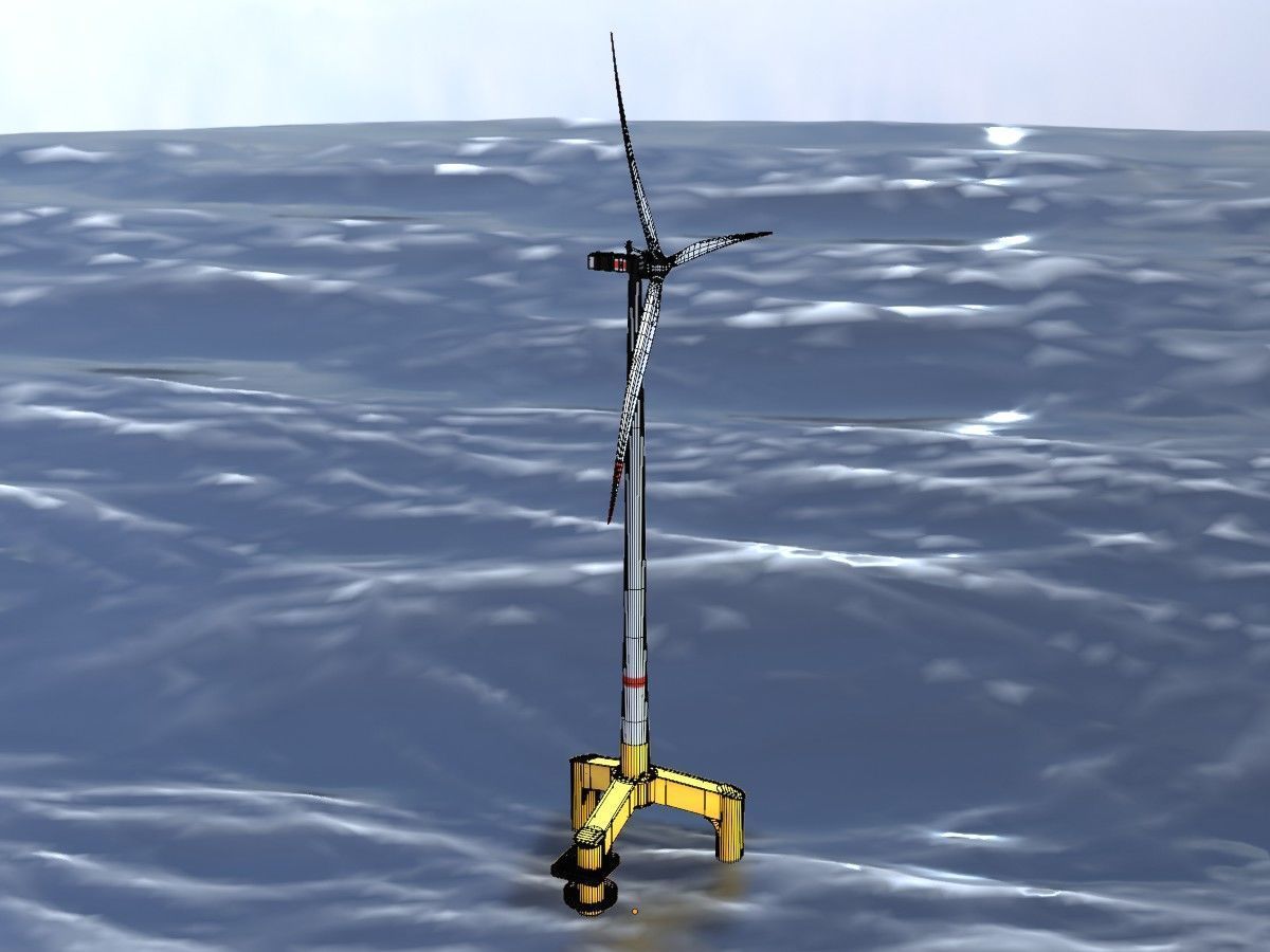 Wind turbines with Tripile Offshore Foundations 3D Model Collection_40