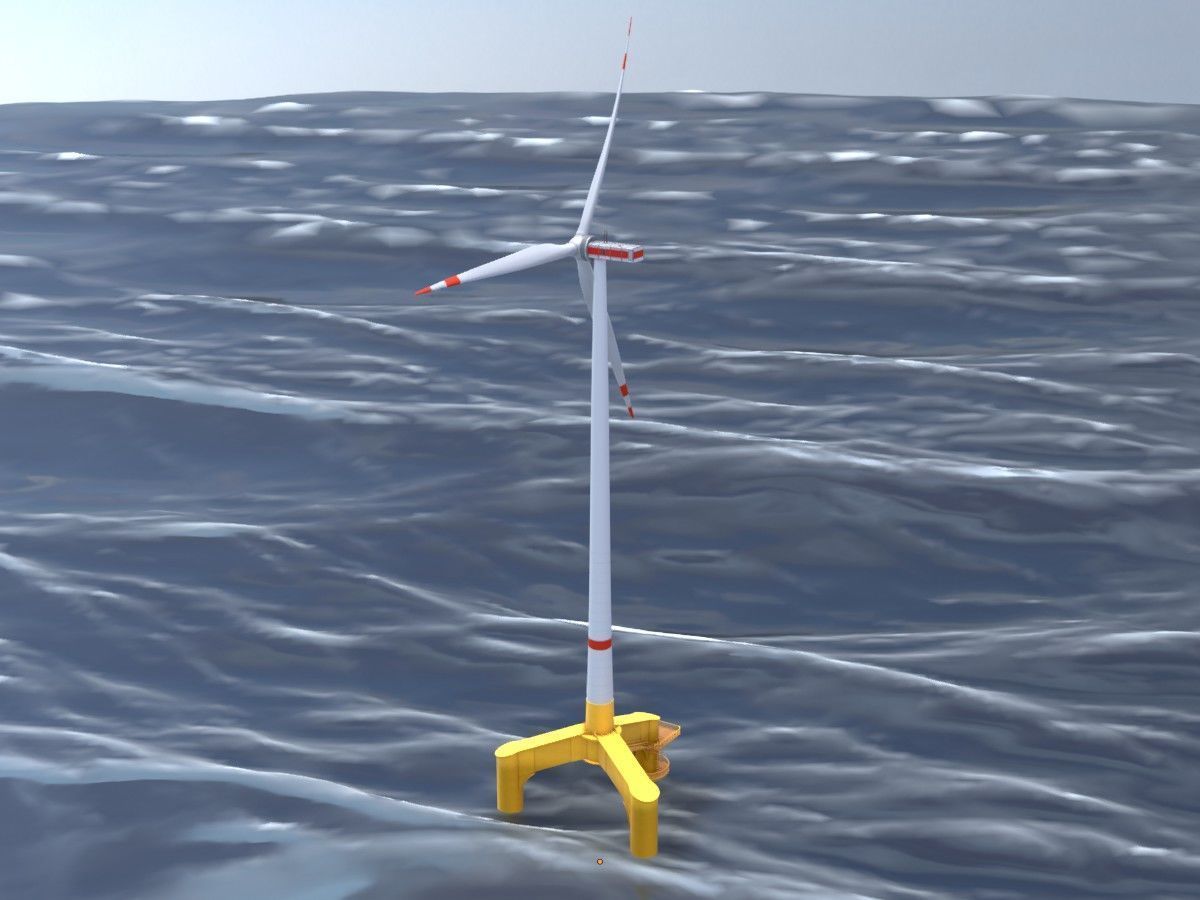 Wind turbines with Tripile Offshore Foundations 3D Model Collection_88