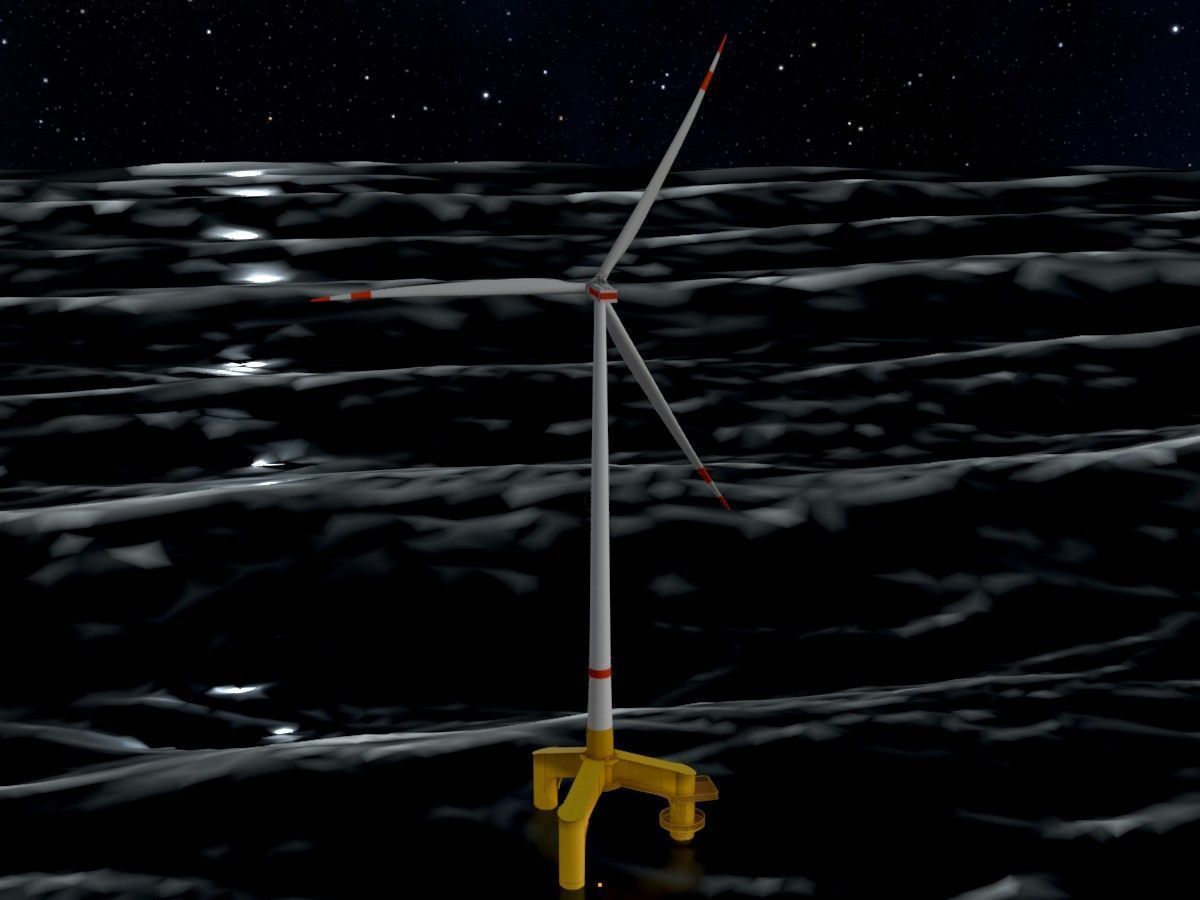 Wind turbines with Tripile Offshore Foundations 3D Model Collection_77