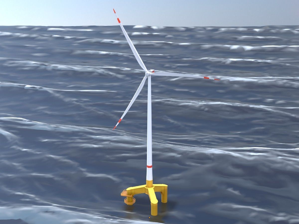 Wind turbines with Tripile Offshore Foundations 3D Model Collection_89