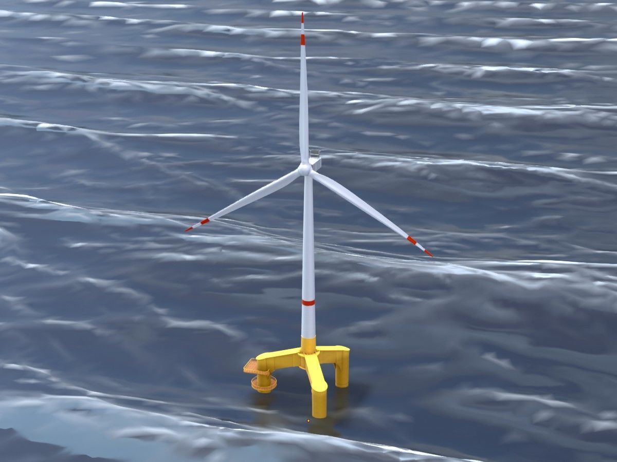 Wind turbines with Tripile Offshore Foundations 3D Model Collection_85