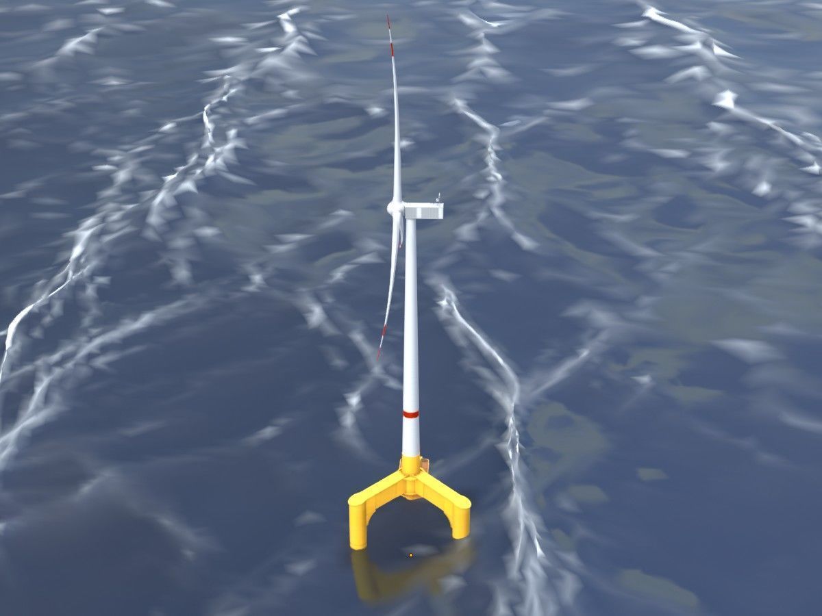 Wind turbines with Tripile Offshore Foundations 3D Model Collection_57