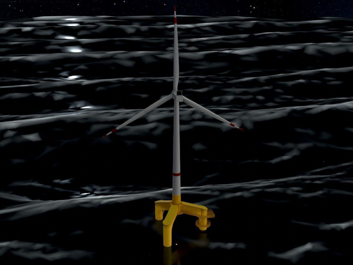 Wind turbines with Tripile Offshore Foundations 3D Model Collection_73