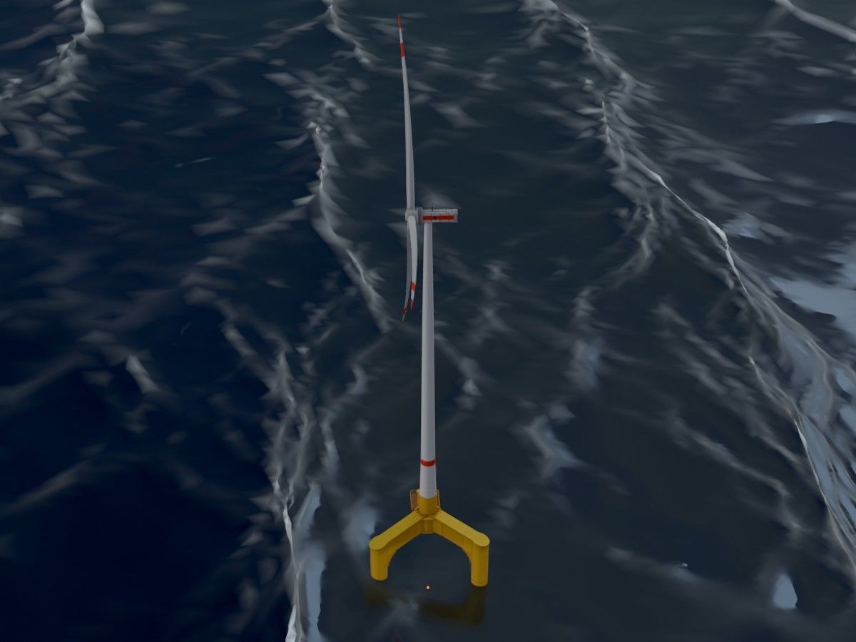 Wind turbines with Tripile Offshore Foundations 3D Model Collection_71