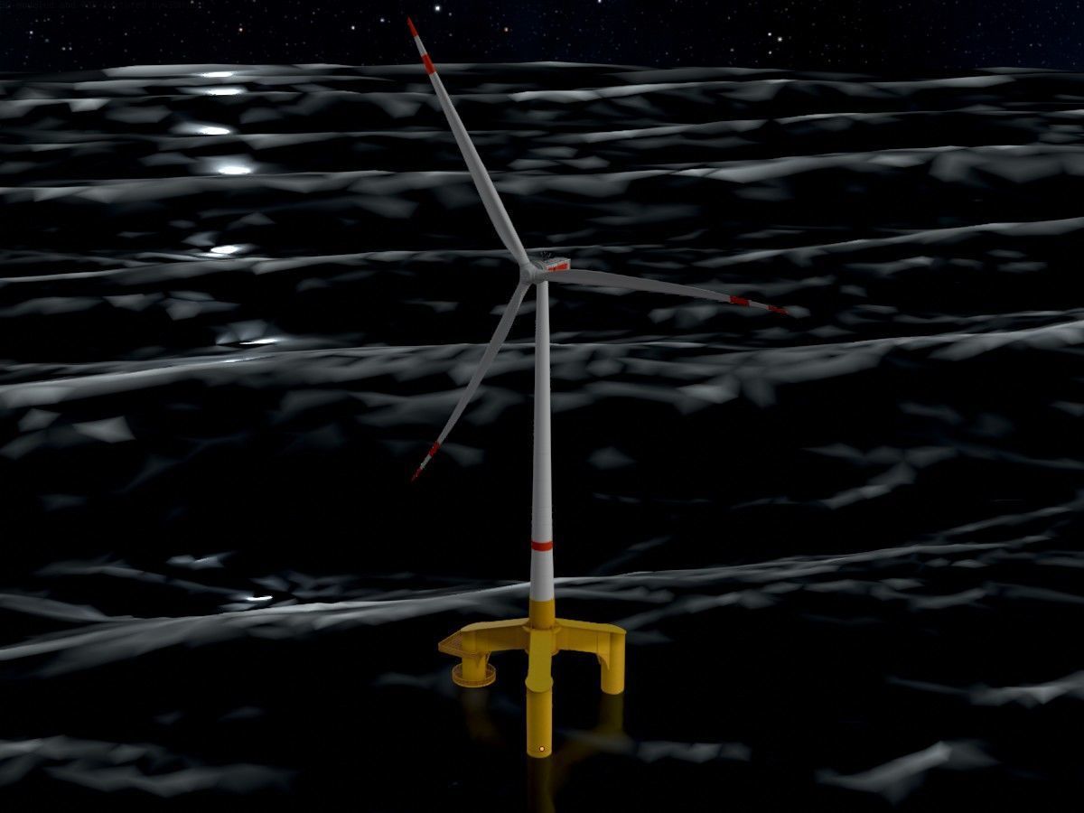Wind turbines with Tripile Offshore Foundations 3D Model Collection_74