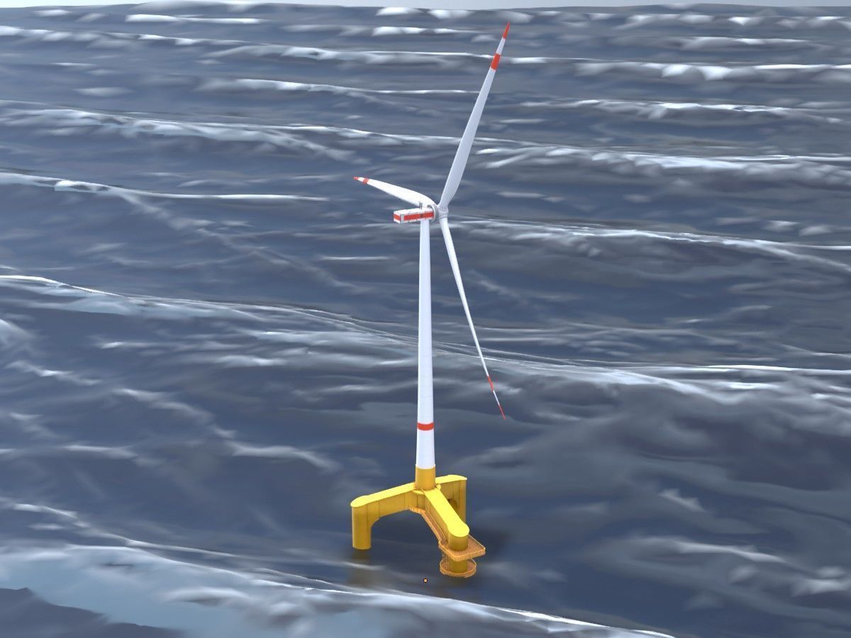 Wind turbines with Tripile Offshore Foundations 3D Model Collection_86